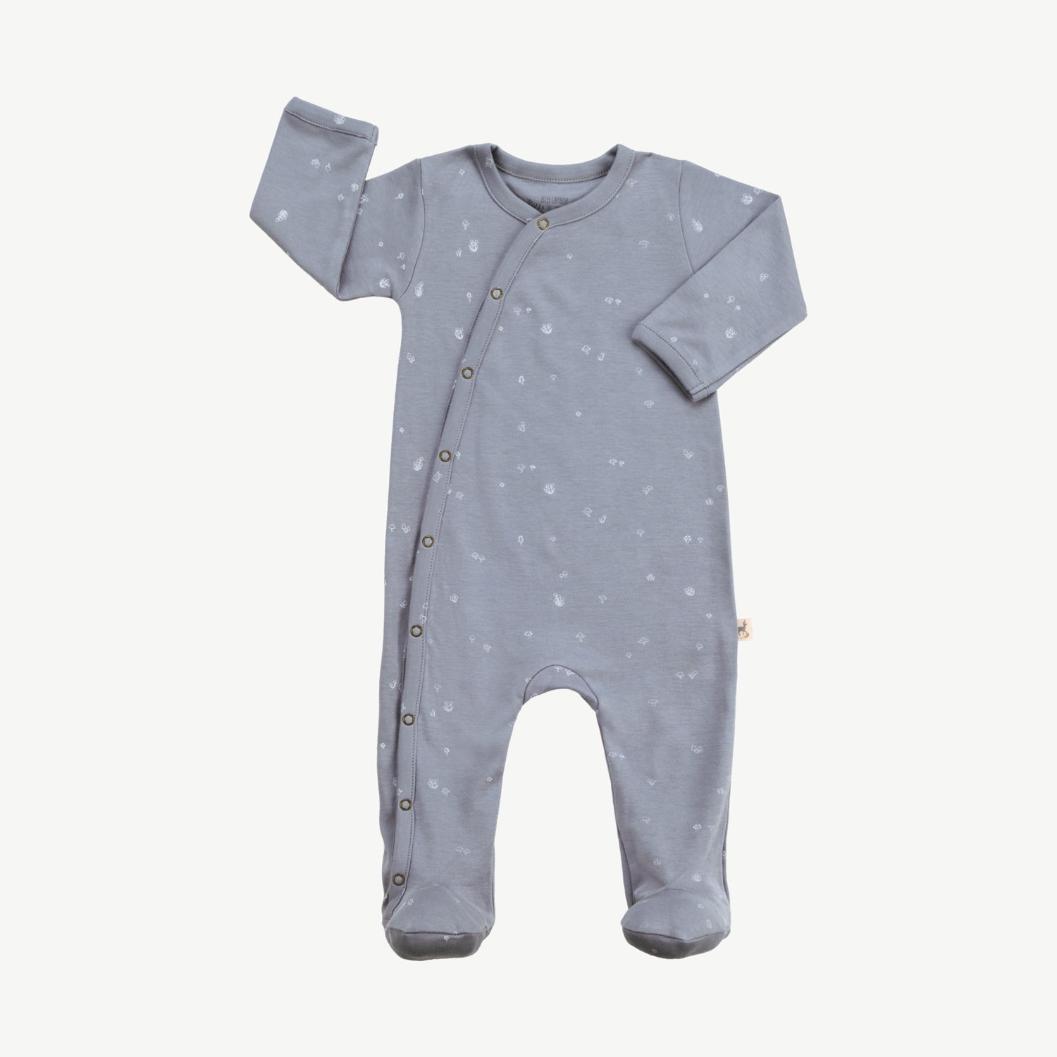 Footed Jumpsuit - Mushrooms Slate Gray