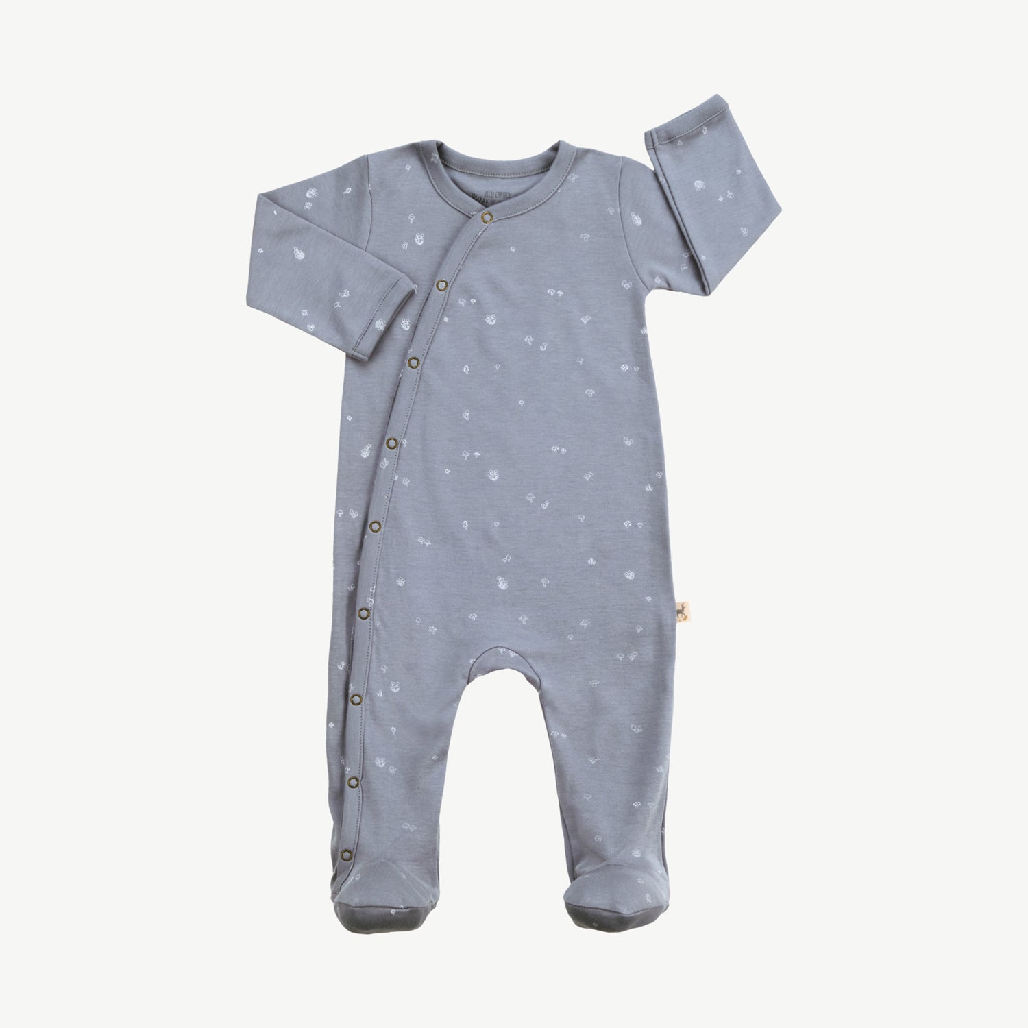Footed Jumpsuit - Mushrooms Slate Gray
