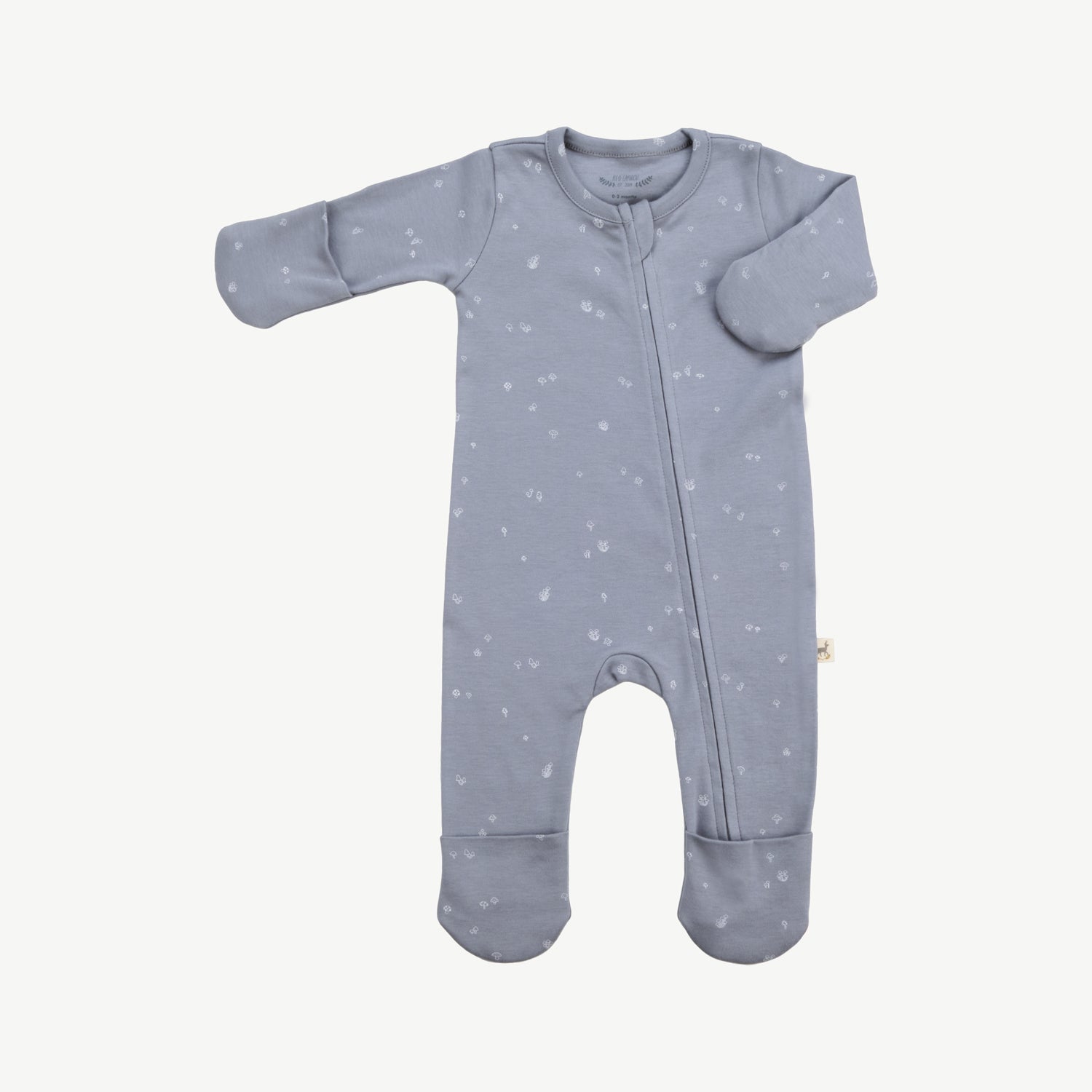 Zippered Jumpsuit - Mushrooms Slate Gray