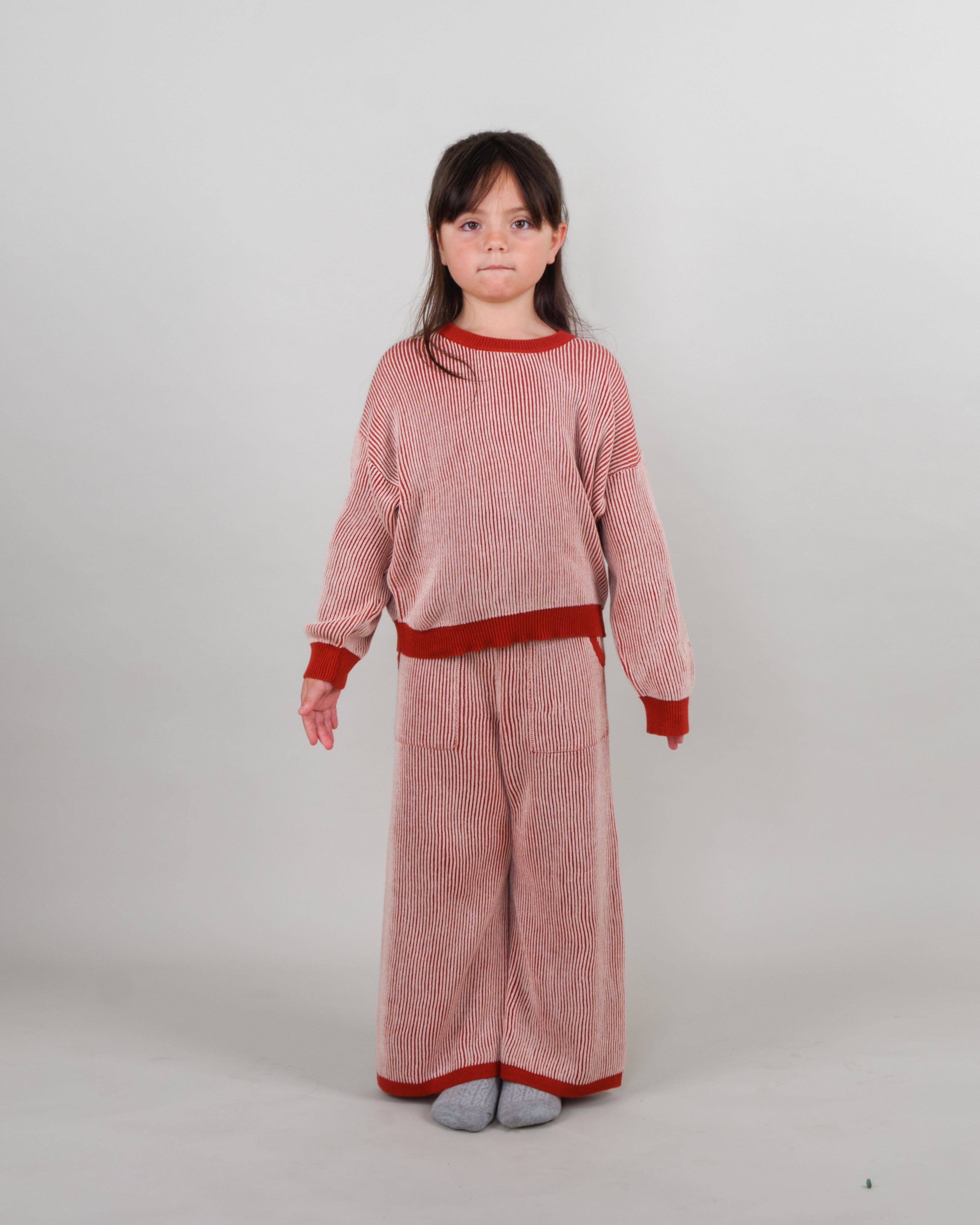 Knit Baggy Pants - Two-tone Ketchup