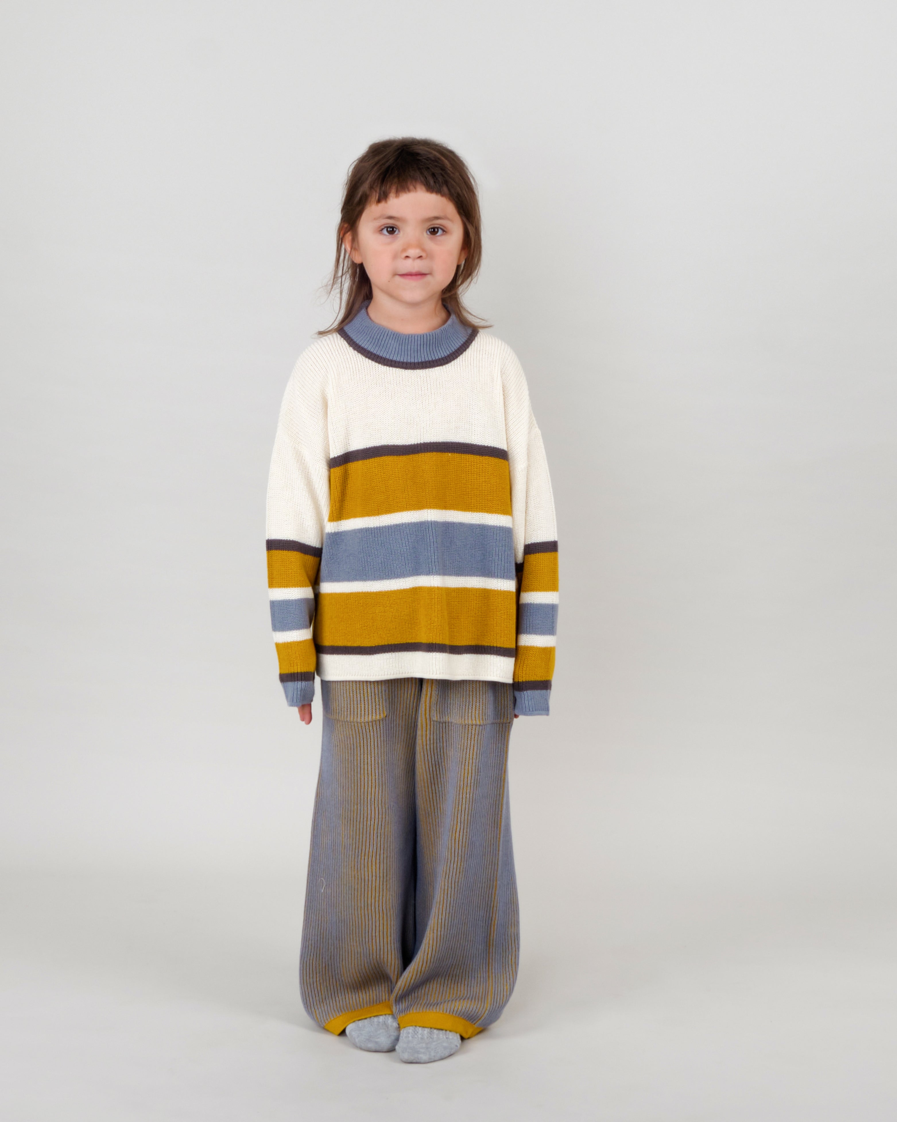 Knit Baggy Pants - Two-tone Mustard
