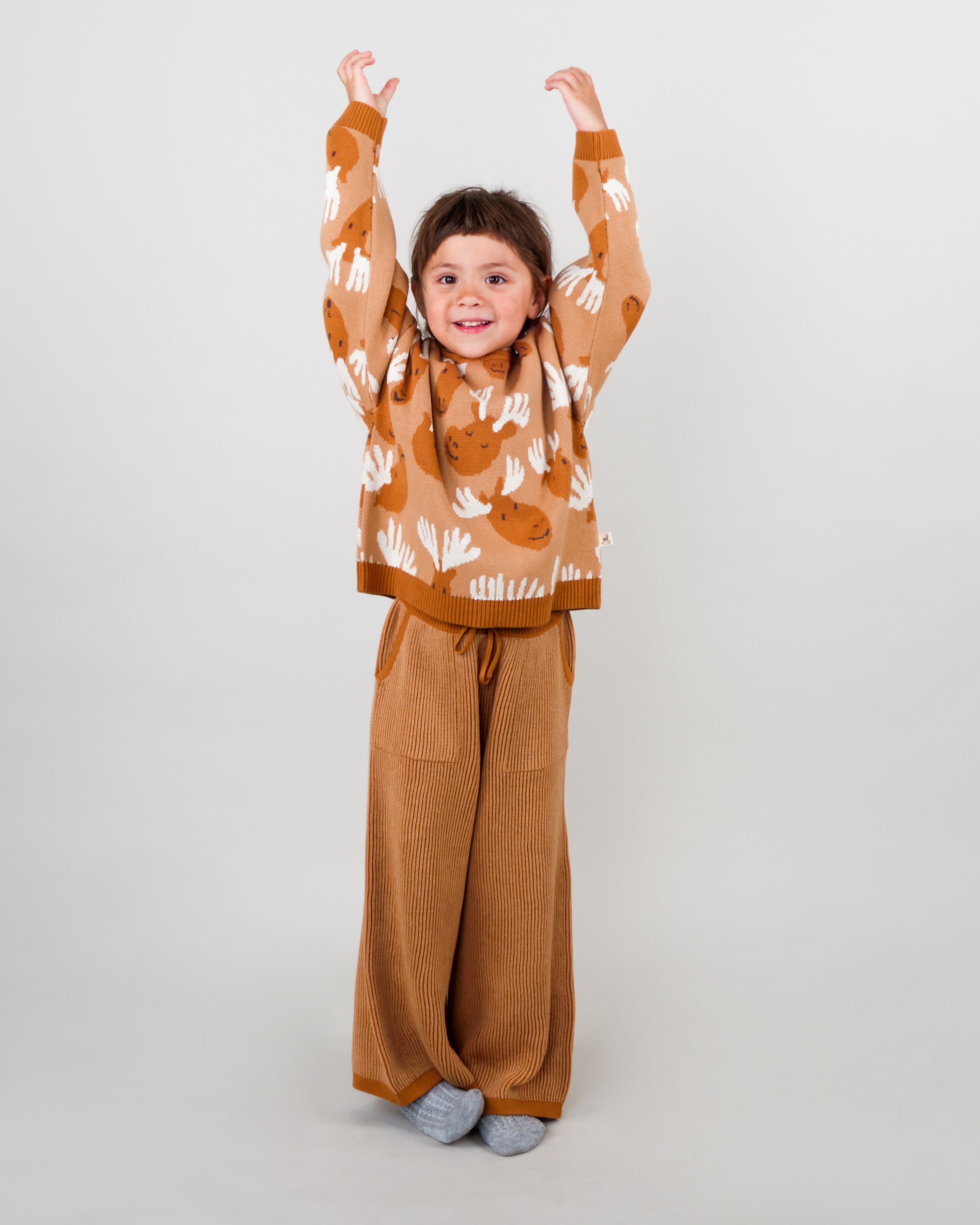 Knit Baggy Pants - Two-tone Beige