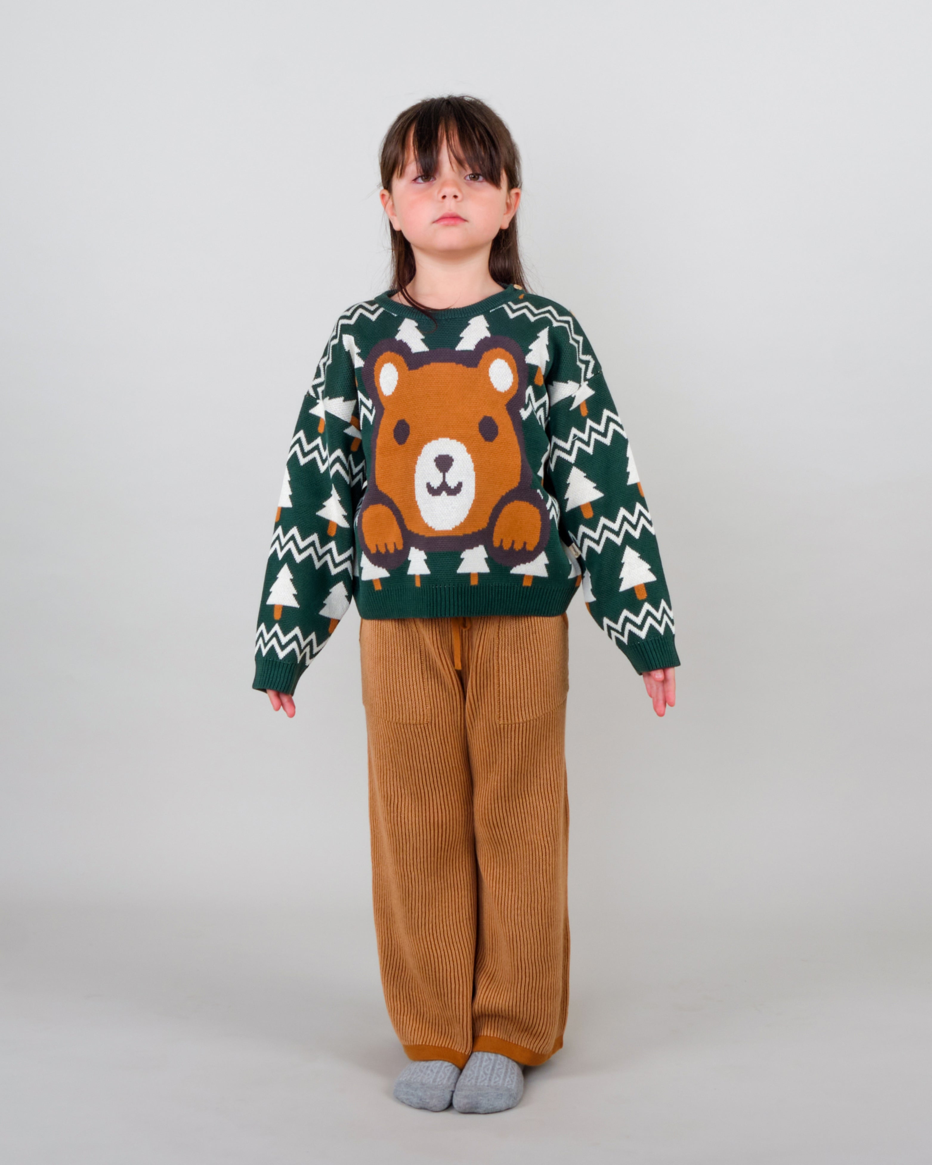 Knit Baggy Pants - Two-tone Beige