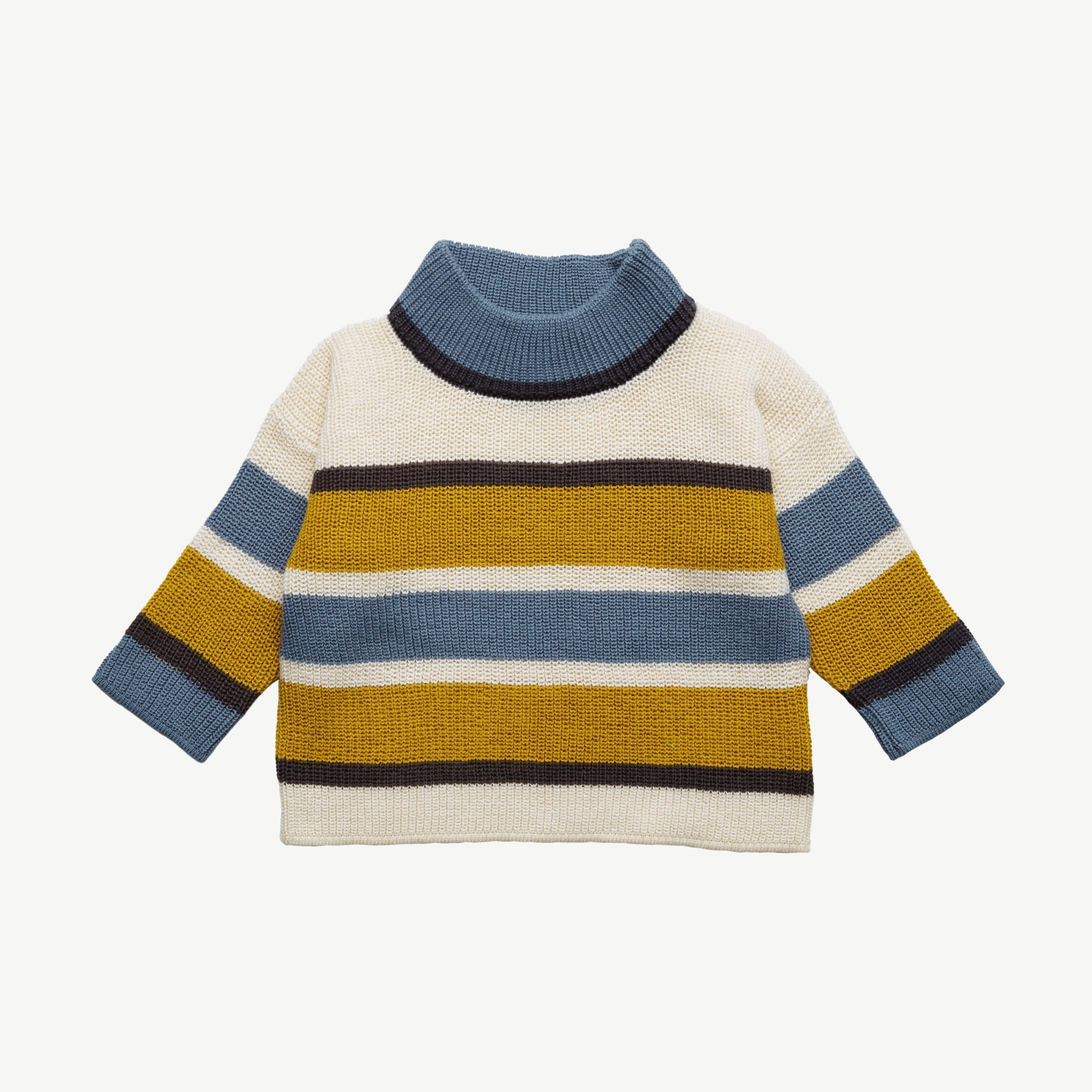 Knit Oversized Sweater - Stripped Mustard