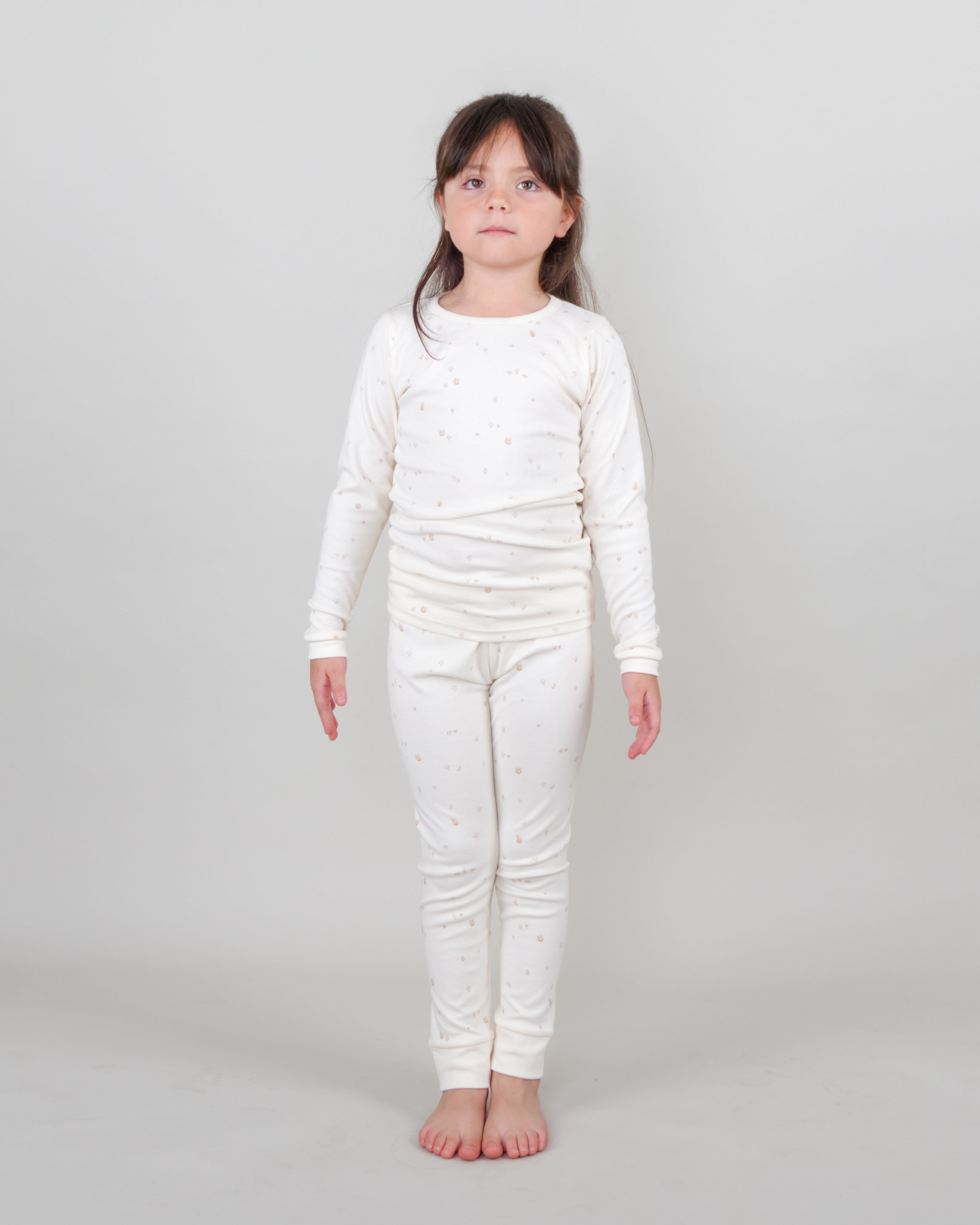 Set - Long Sleeve T-shirt + Leggings - Mushrooms Ivory