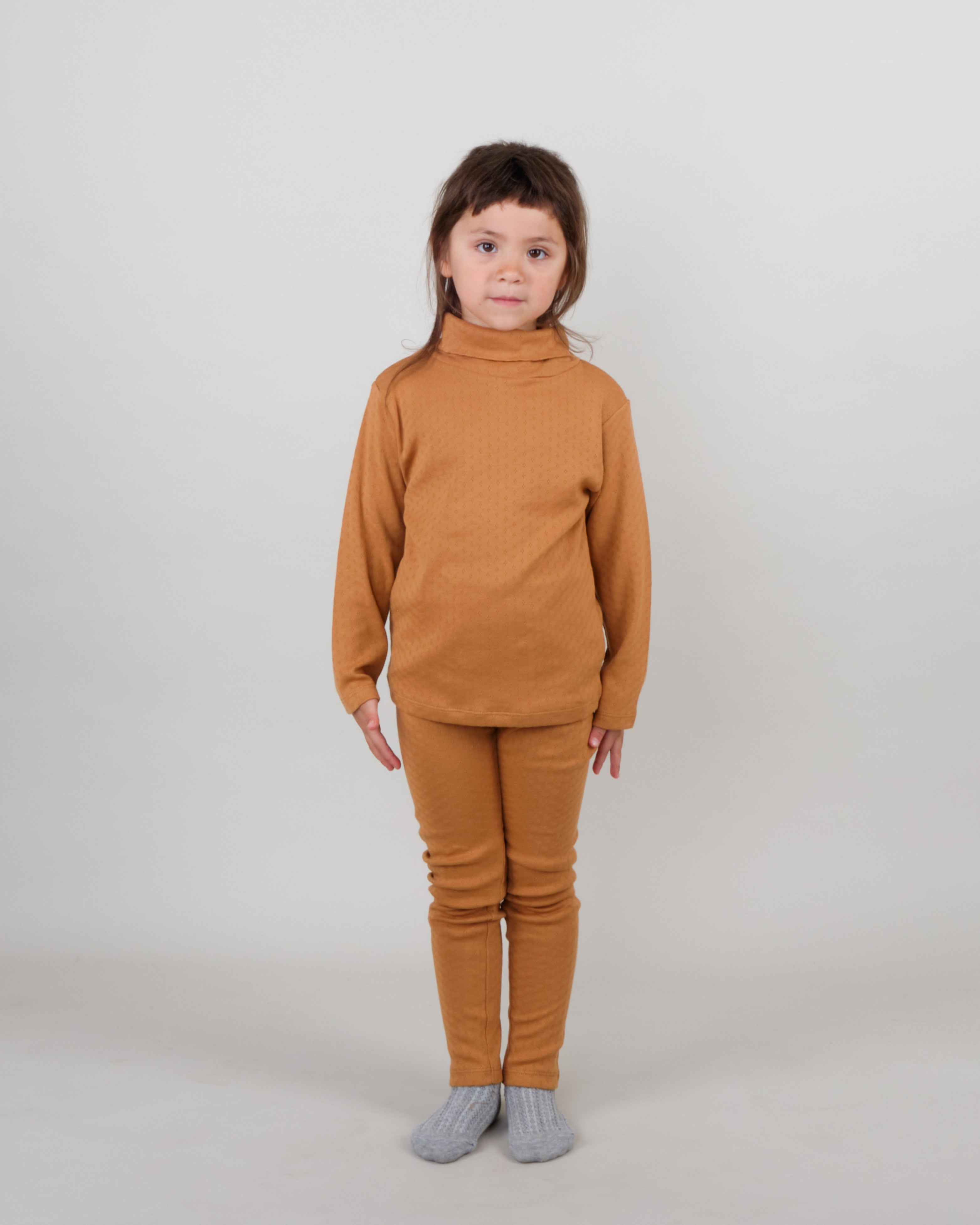 Turtleneck Top - Pointelle Copper