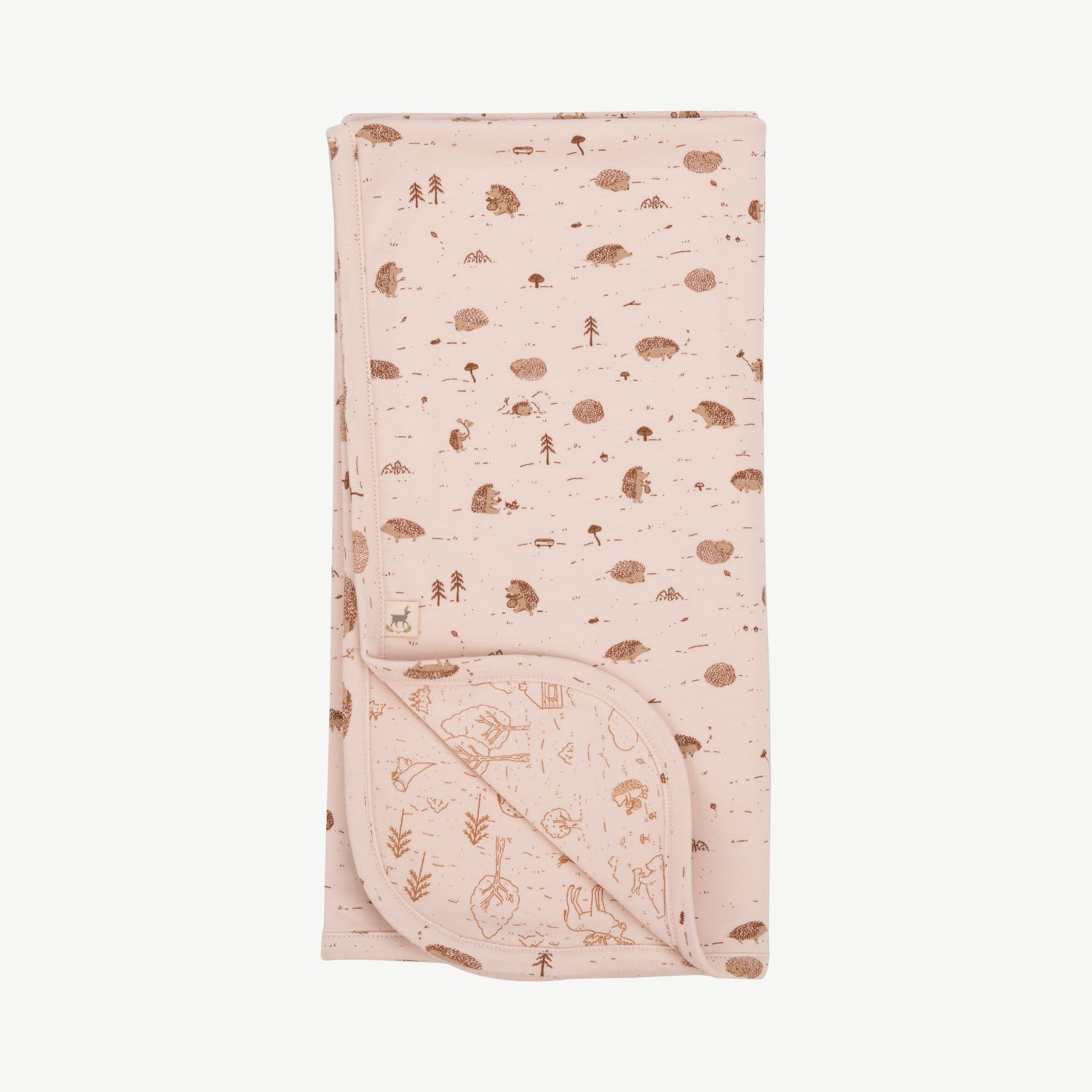 Reversible Blanket - Woodland Hedgies Soft Peach