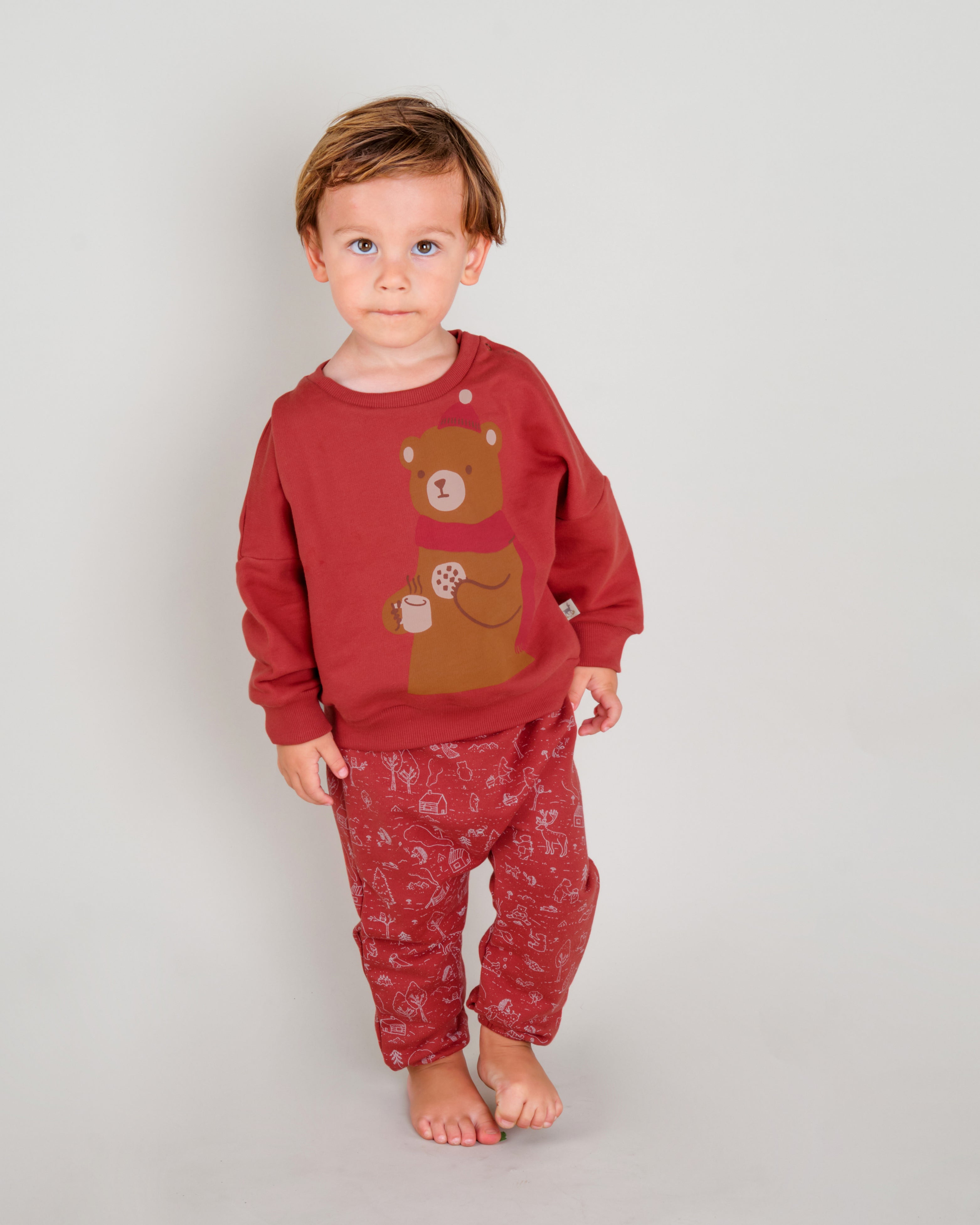 Sweatshirt - Cozy Bears Brick Red