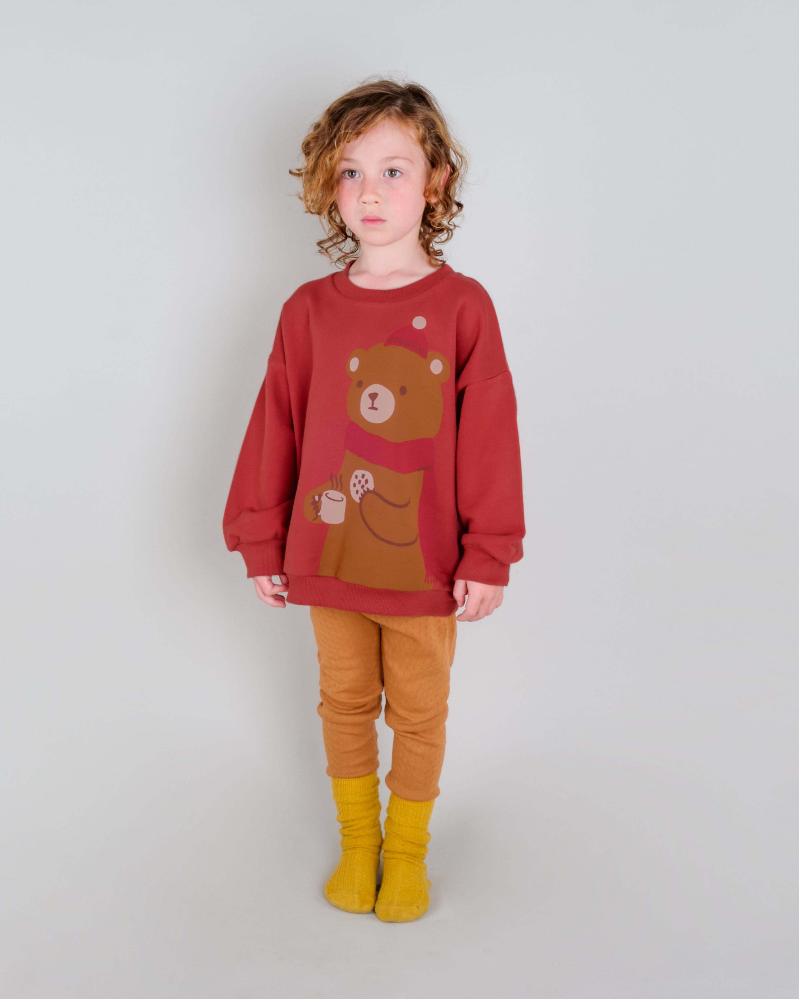 Sweatshirt - Cozy Bears Brick Red