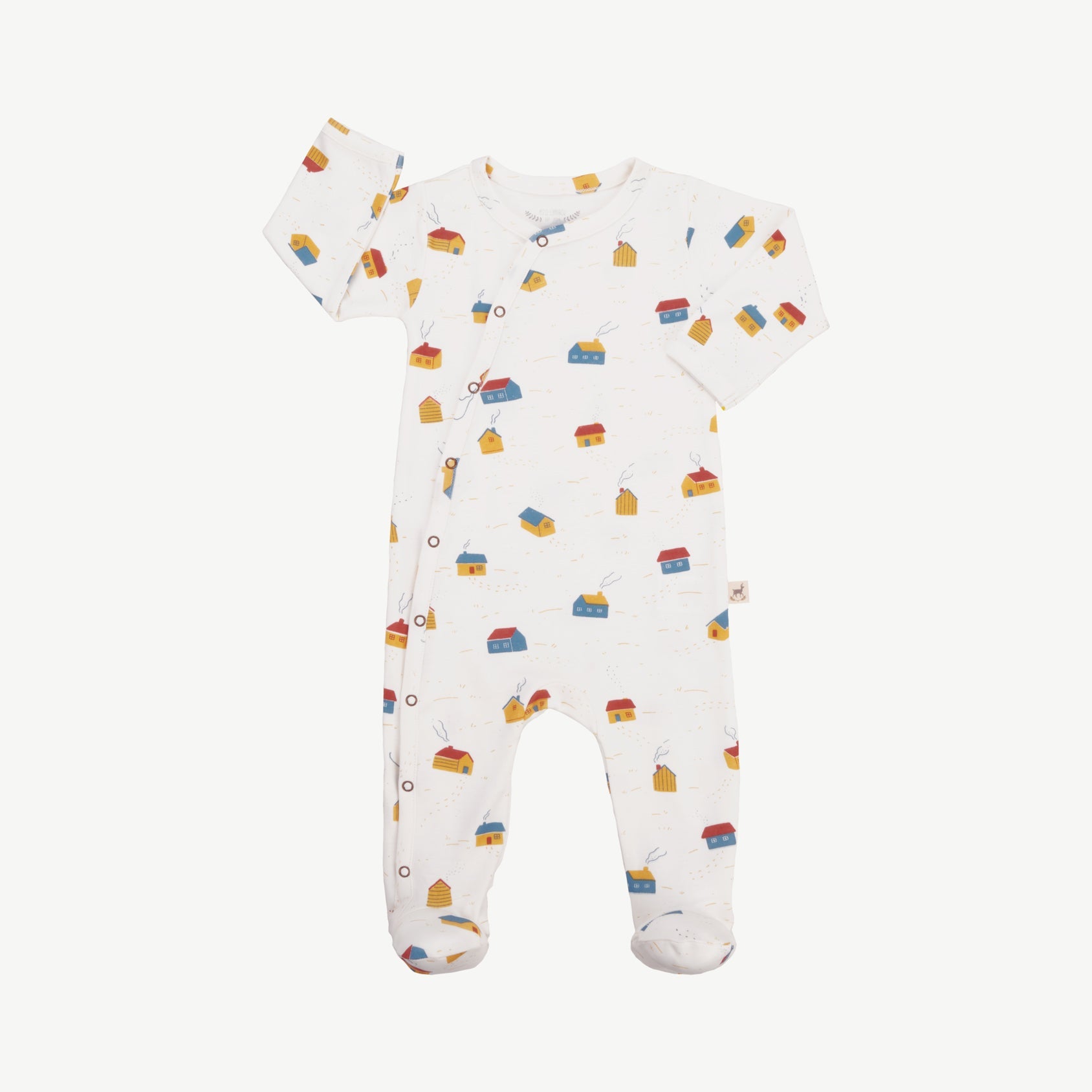 Footed Jumpsuit - Tiny Houses Ivory