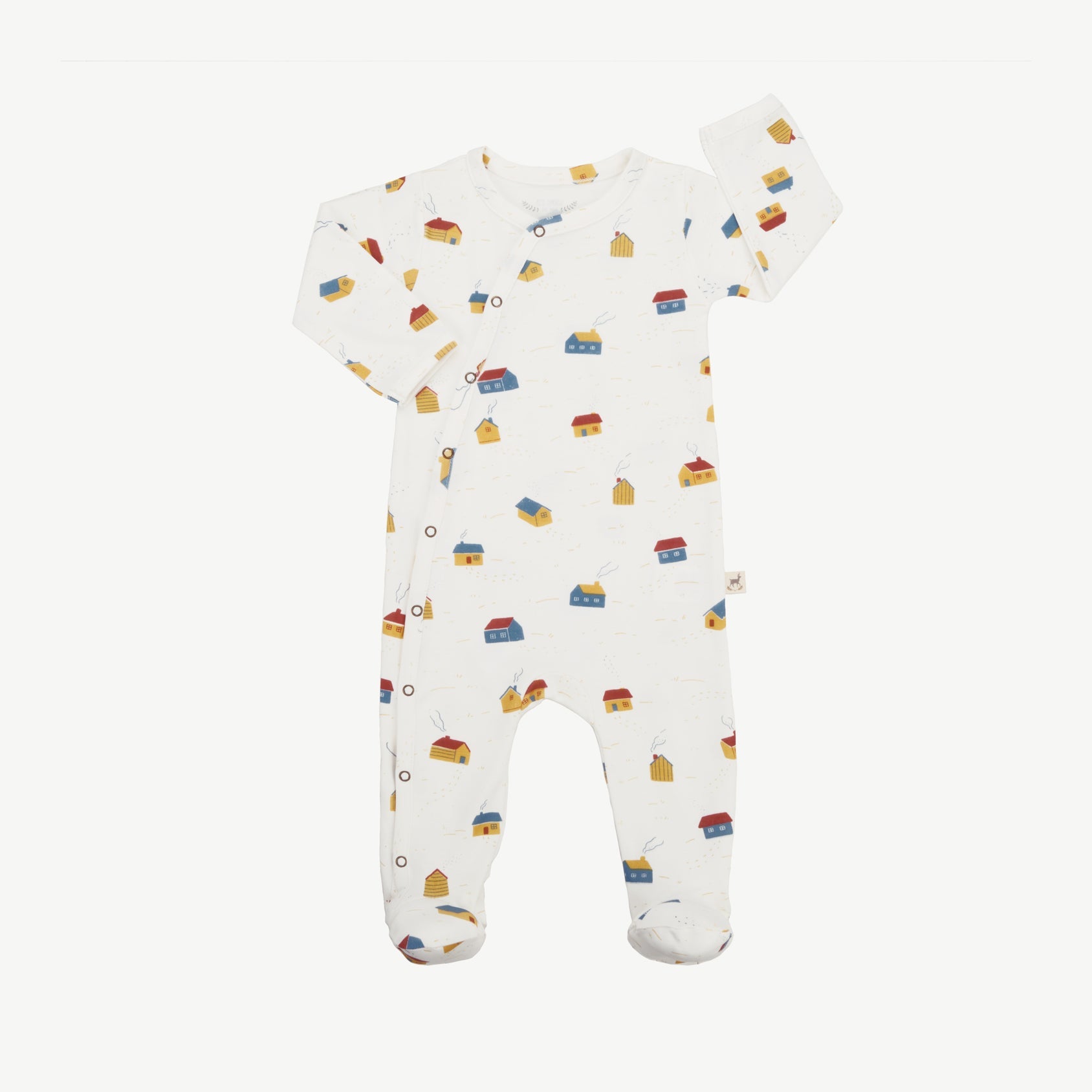 Footed Jumpsuit - Tiny Houses Ivory