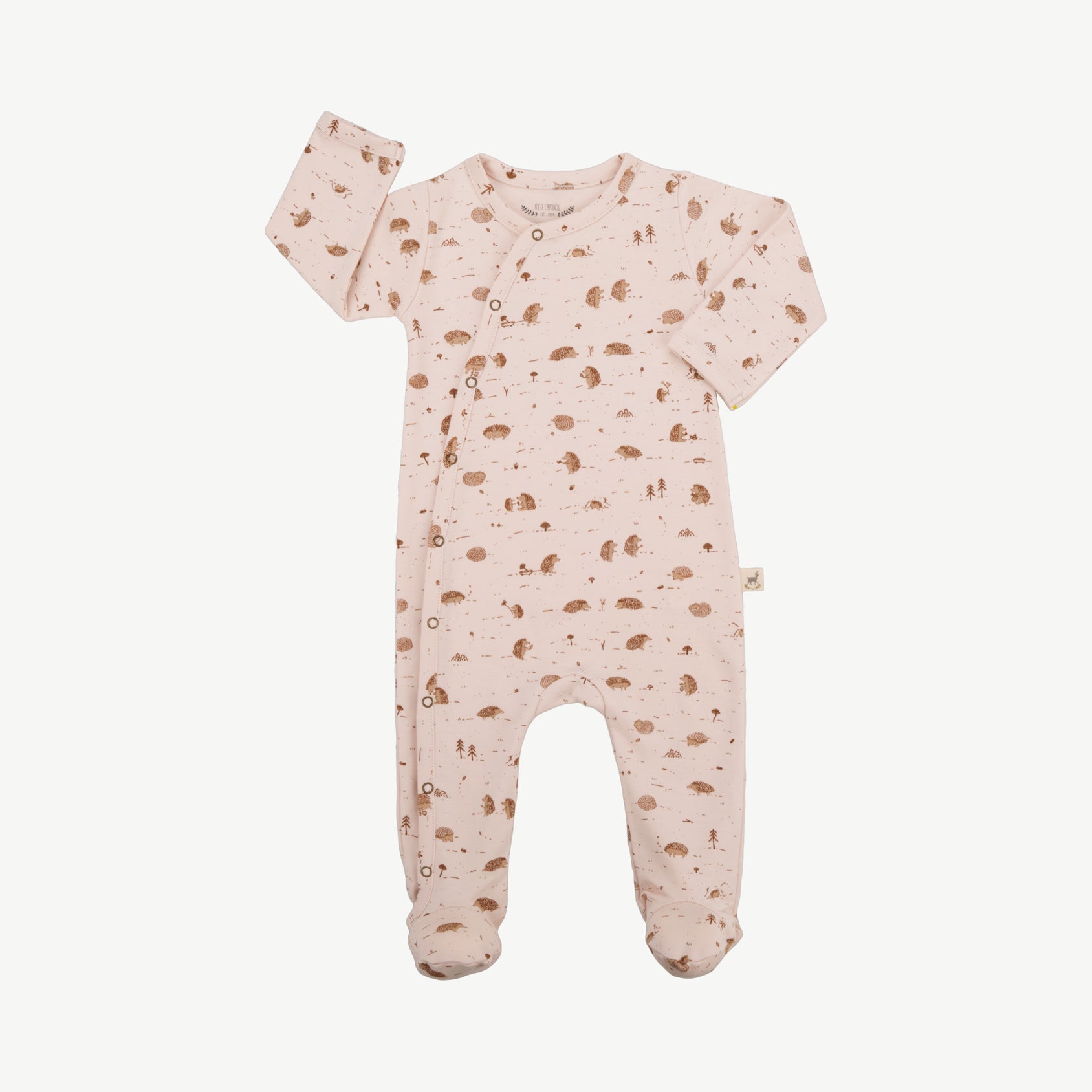 Footed Jumpsuit - Woodland Hedgies Soft Peach