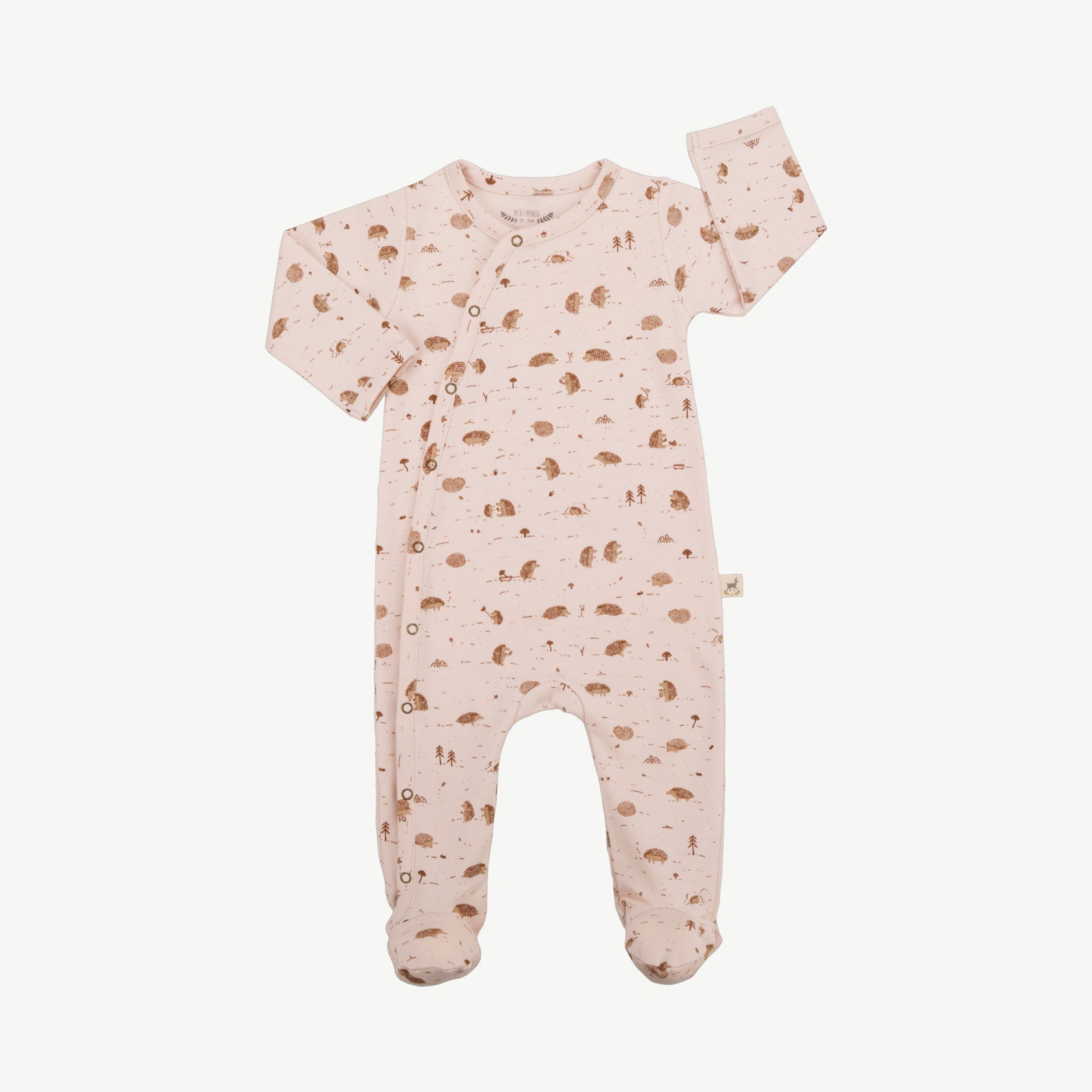 Footed Jumpsuit - Woodland Hedgies Soft Peach