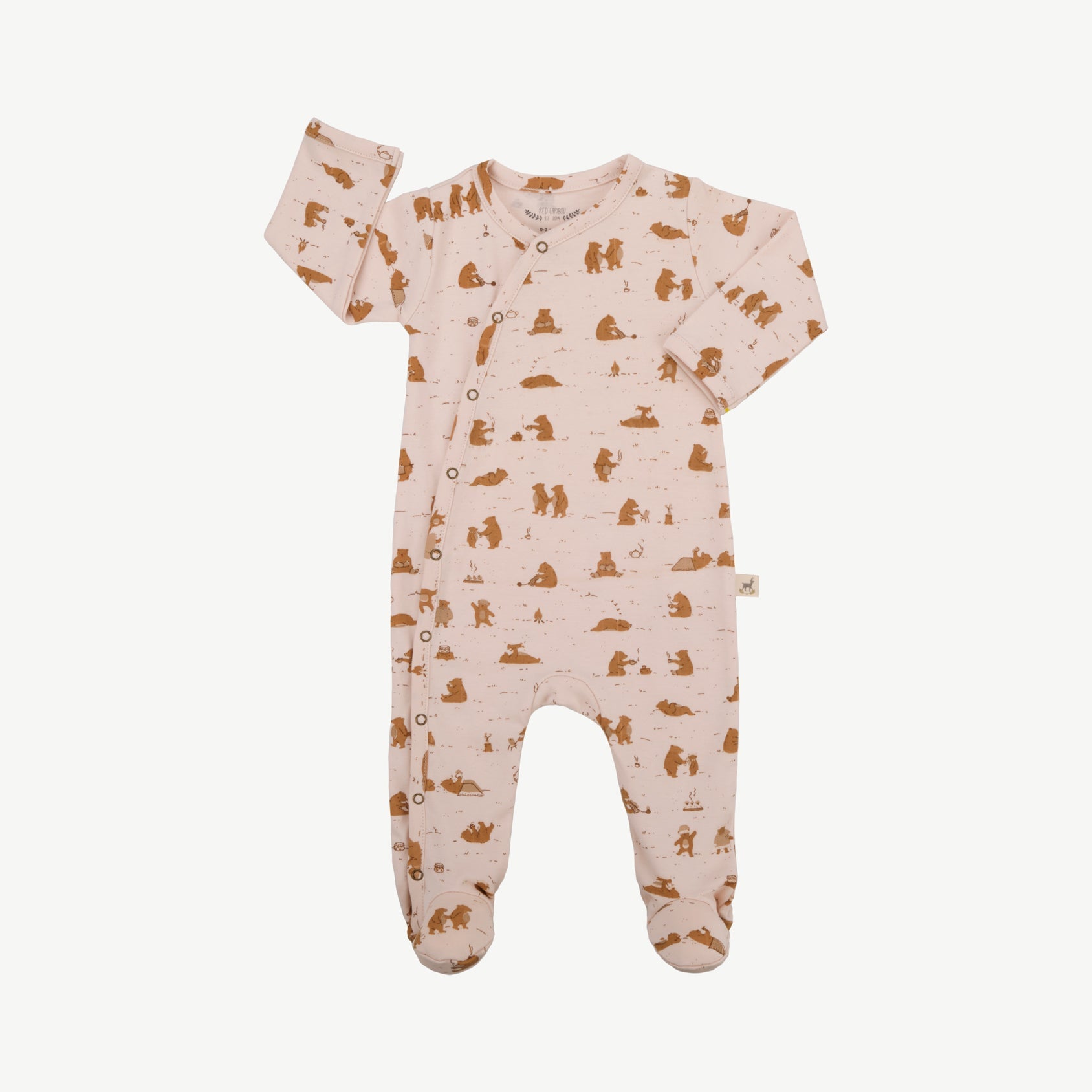 Footed Jumpsuit - Cozy Bears Soft Peach
