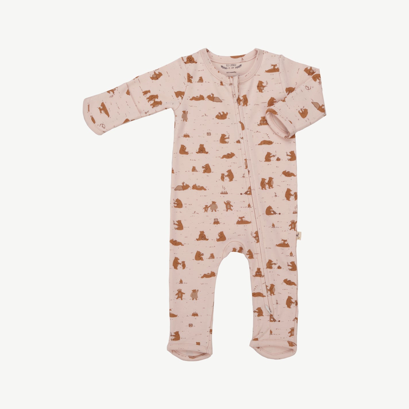 Zippered Jumpsuit - Cozy Bears Soft Peach