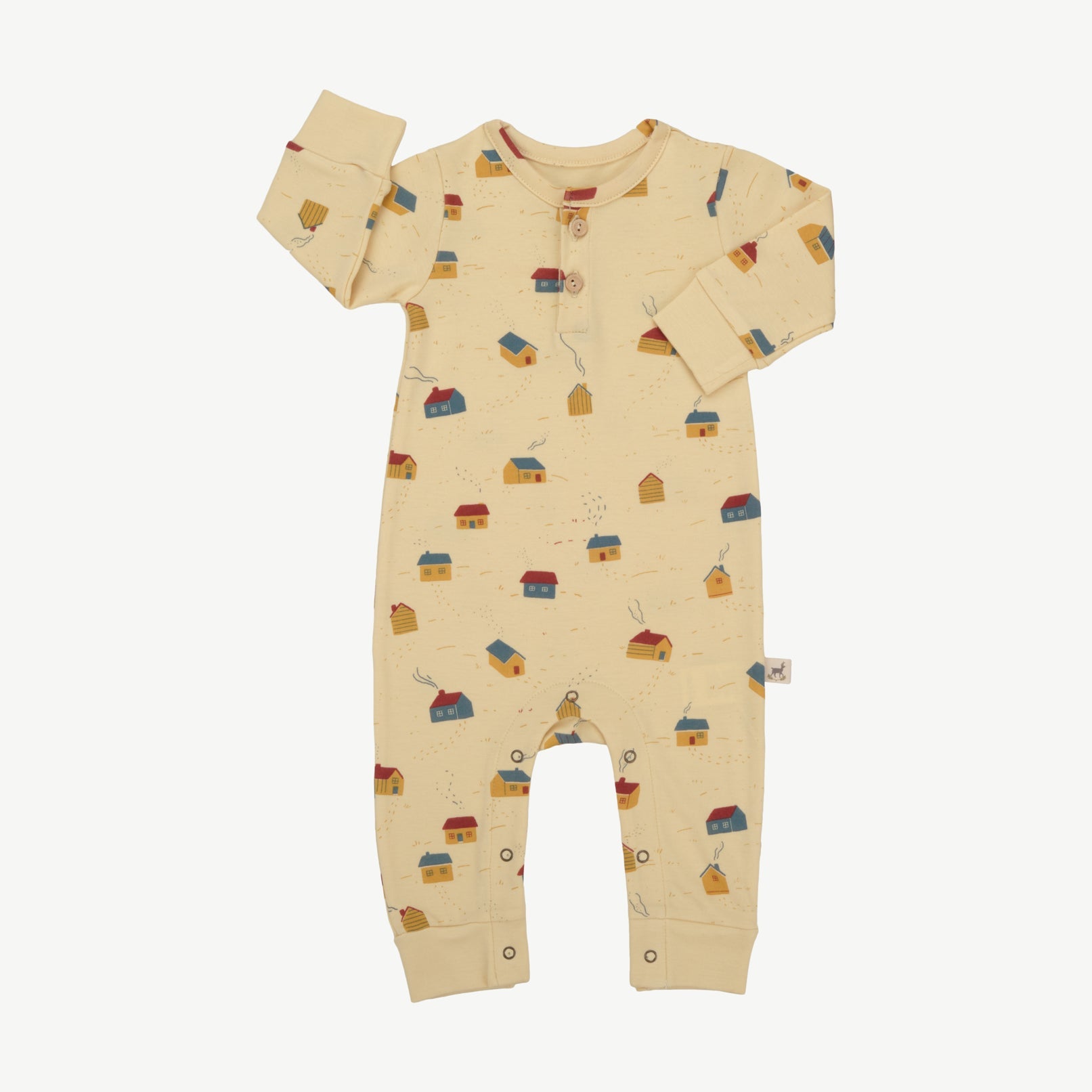 Buttons Jumpsuit - Tiny Houses Light Lemon