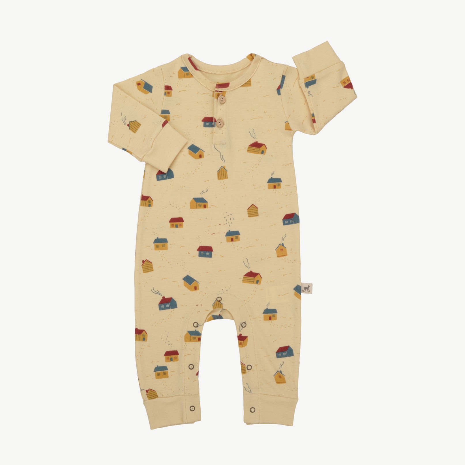 Buttons Jumpsuit - Tiny Houses Light Lemon