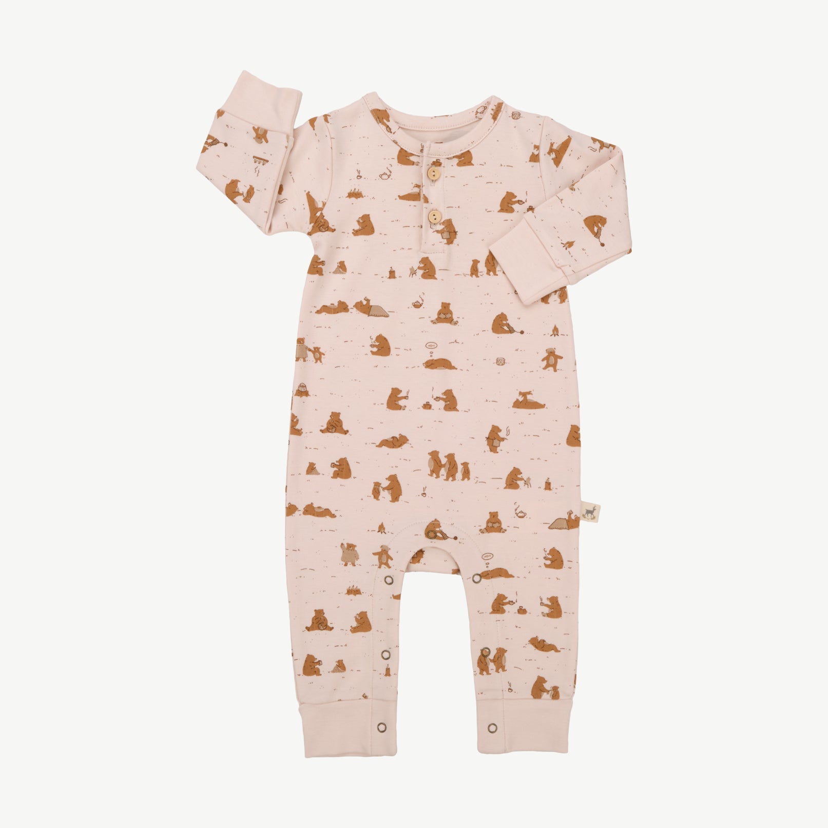 Buttons Jumpsuit - Cozy Bears Soft Peach
