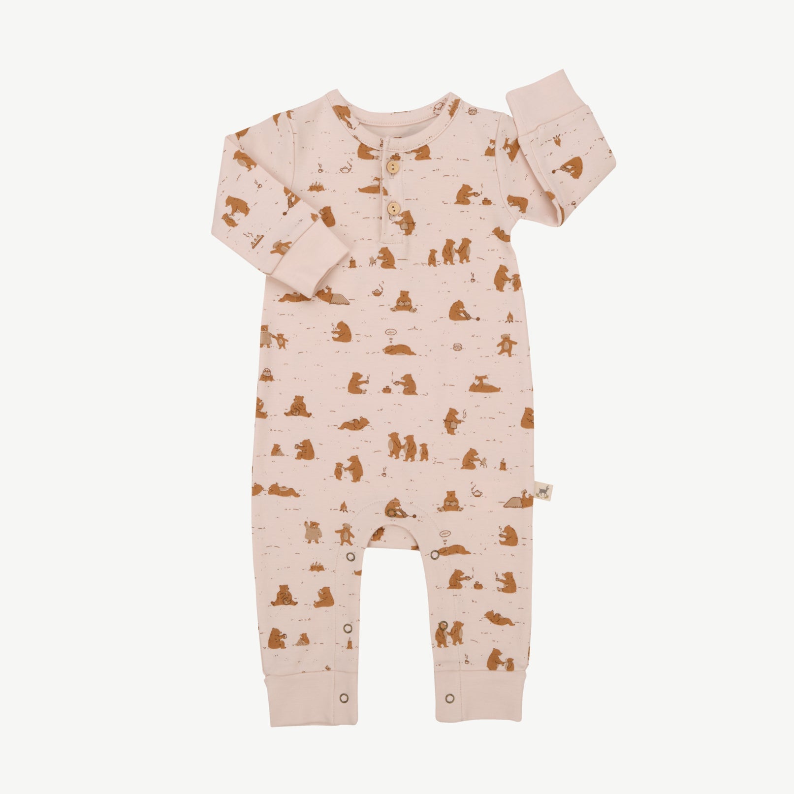 Buttons Jumpsuit - Cozy Bears Soft Peach
