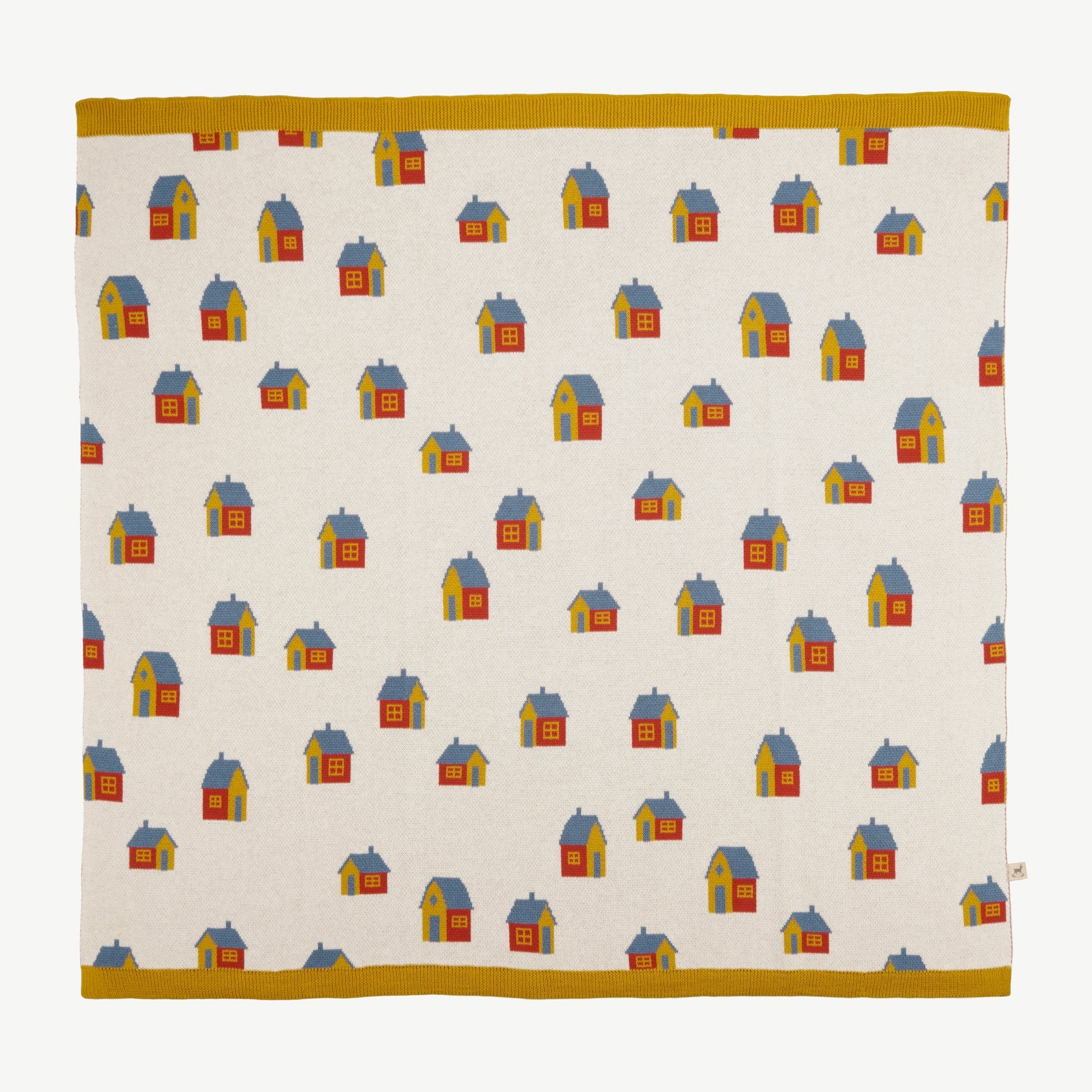 Knit Blanket - Tiny Houses Ivory