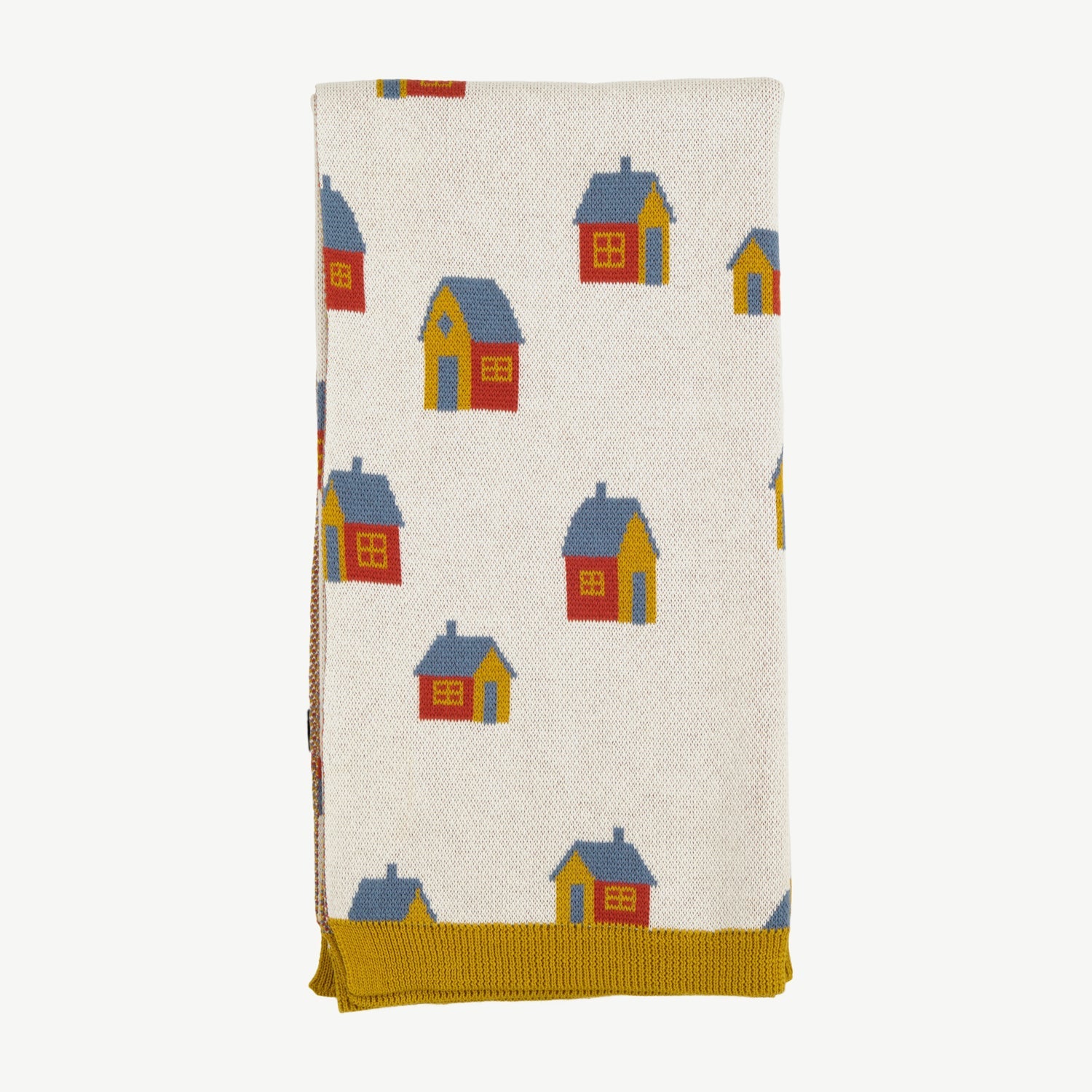 Knit Blanket - Tiny Houses Ivory