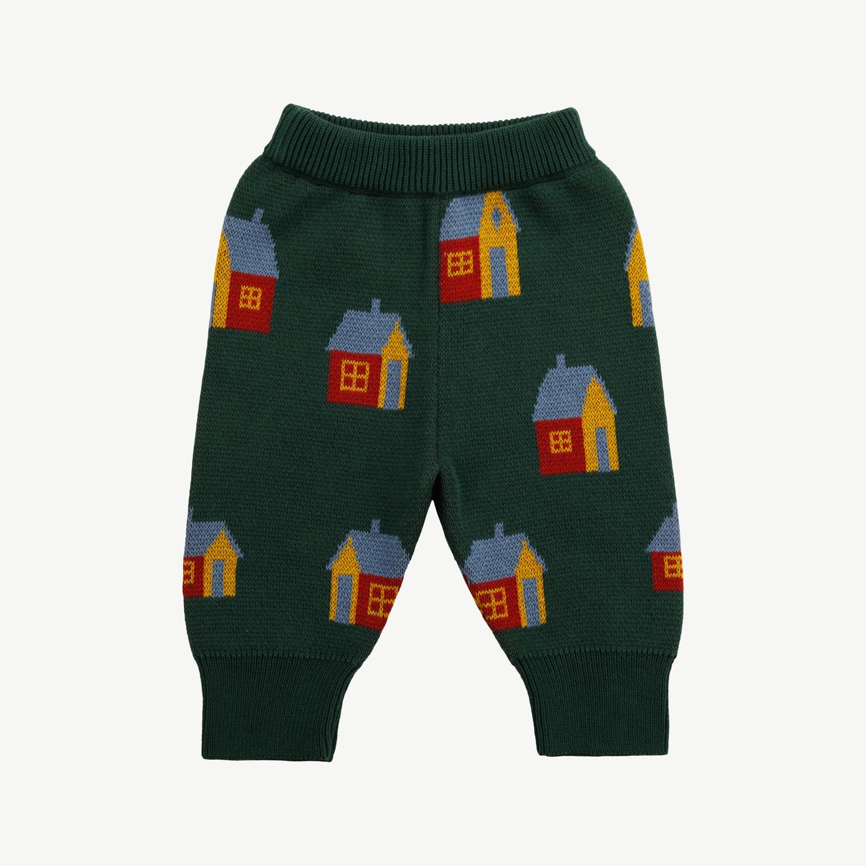 Knit Pants - Tiny Houses Dark Green