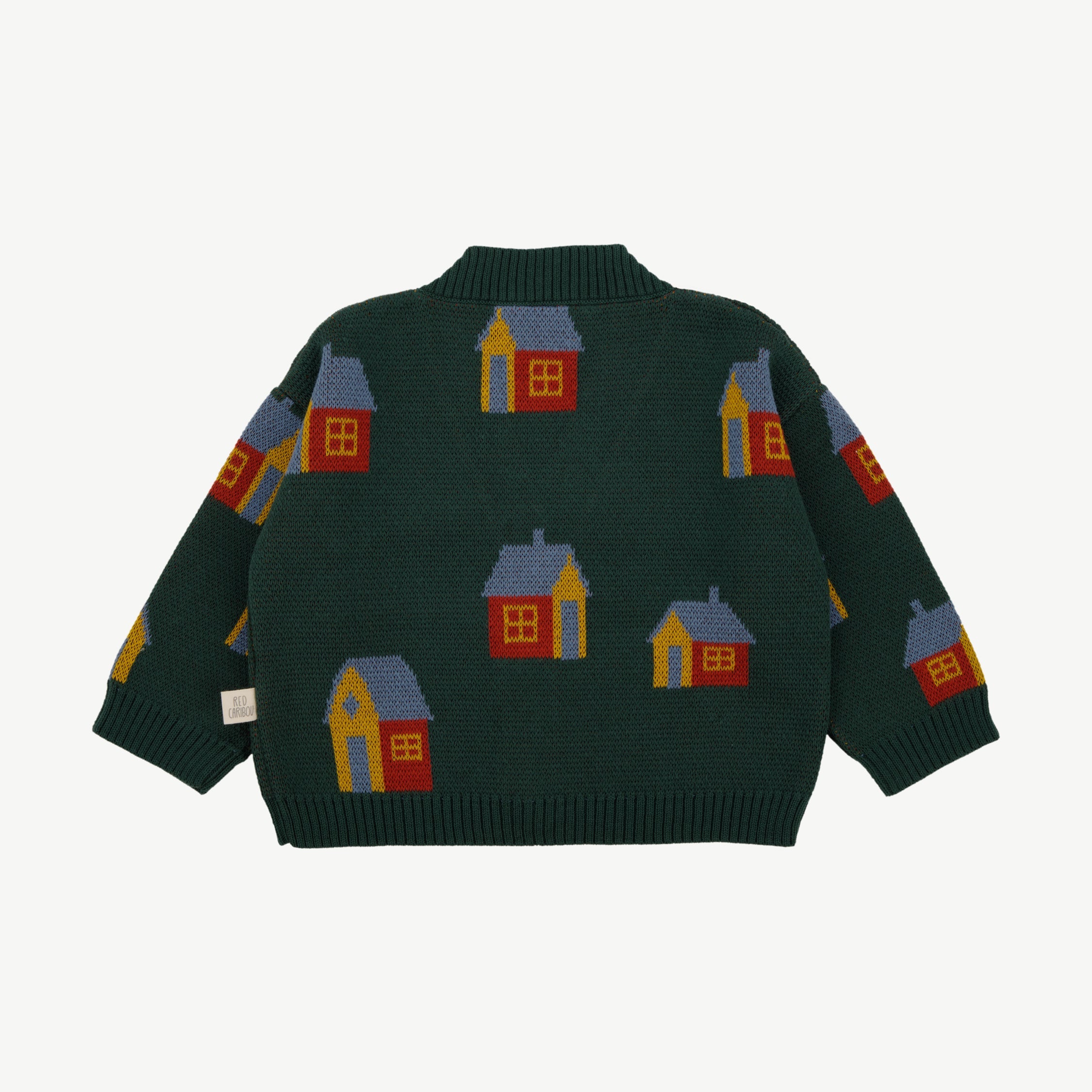 Knit Cardigan - Tiny Houses Dark Green