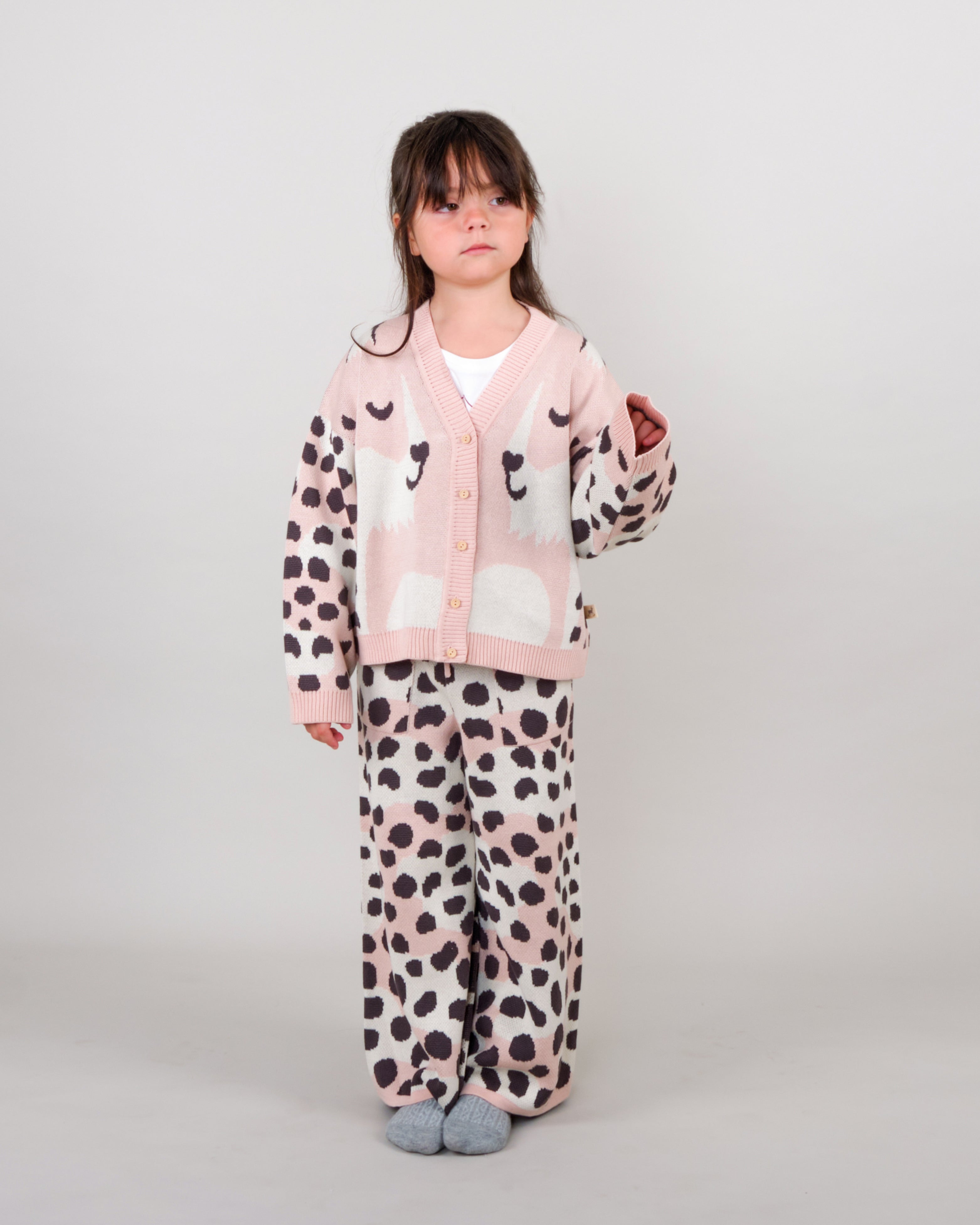 Knit Cardigan - Wildcat Wonderland Light Pink