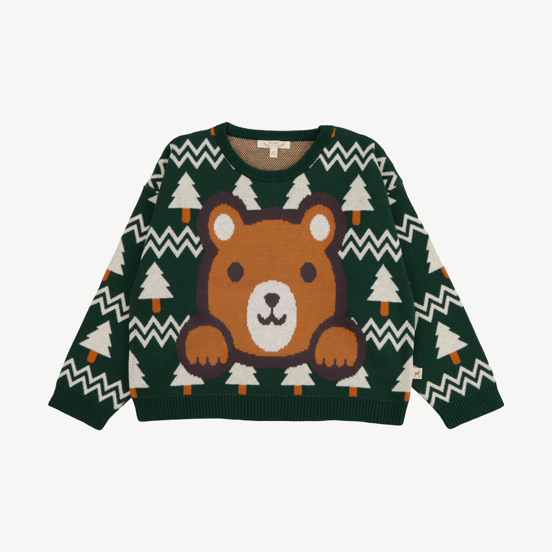 Knit Sweater - Cozy Bears Dark Green