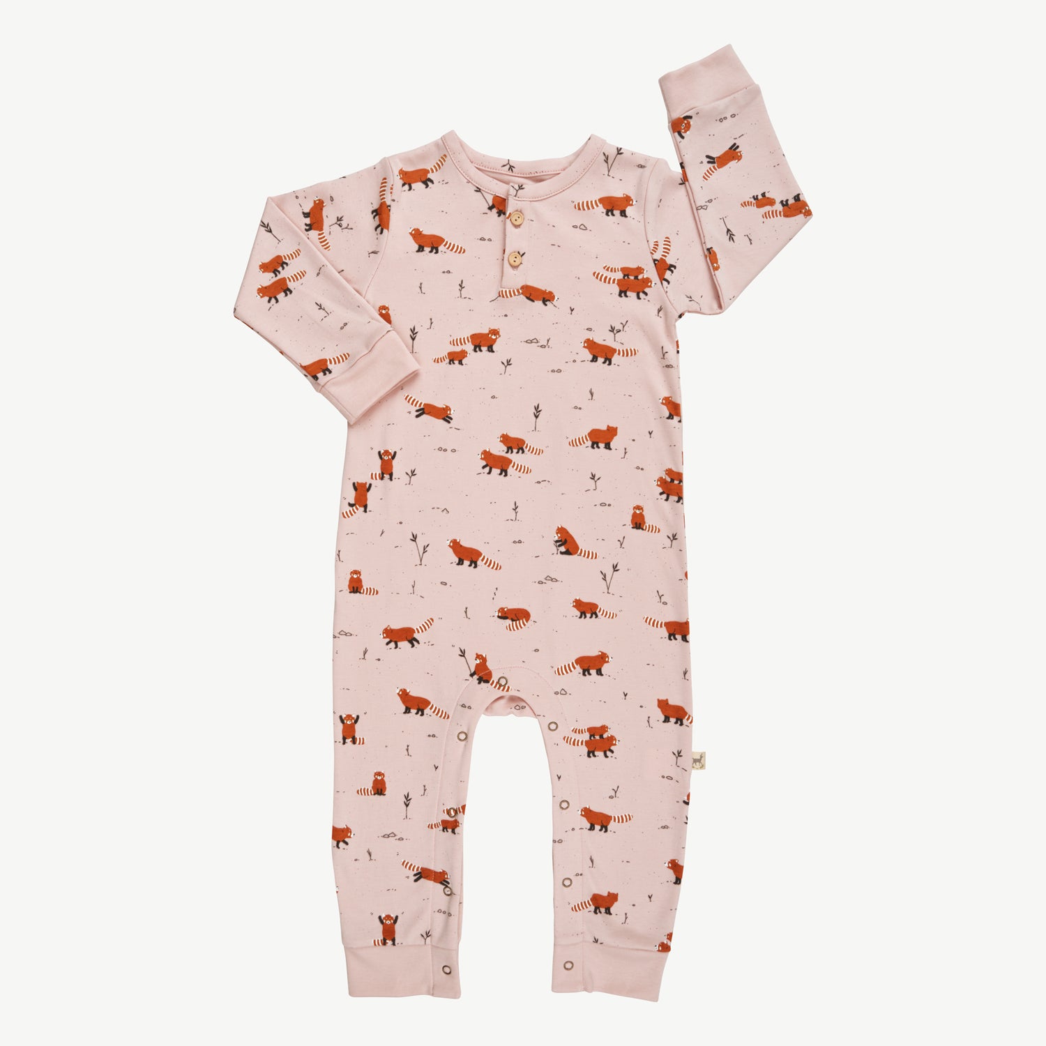 'joyfull panda' peach whip buttons jumpsuit