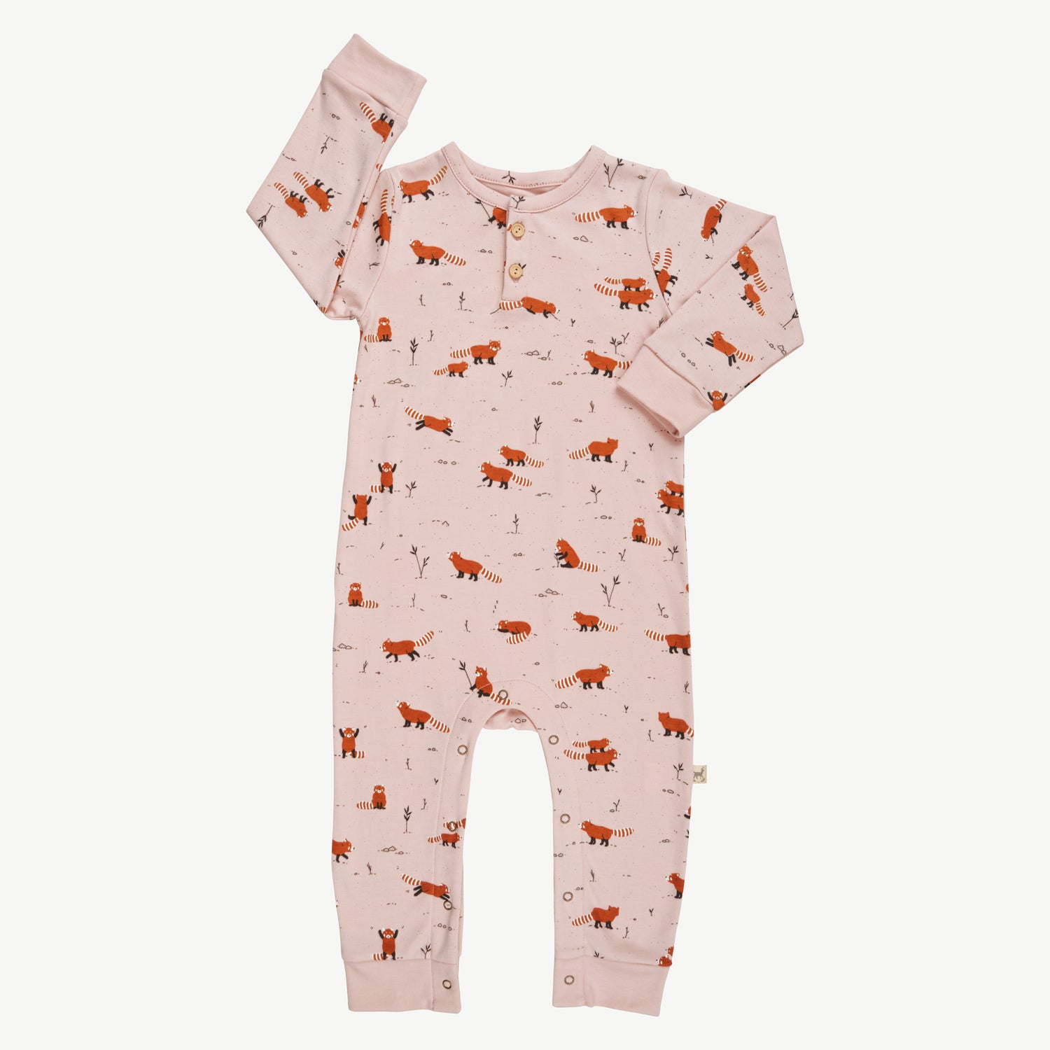 'joyfull panda' peach whip buttons jumpsuit