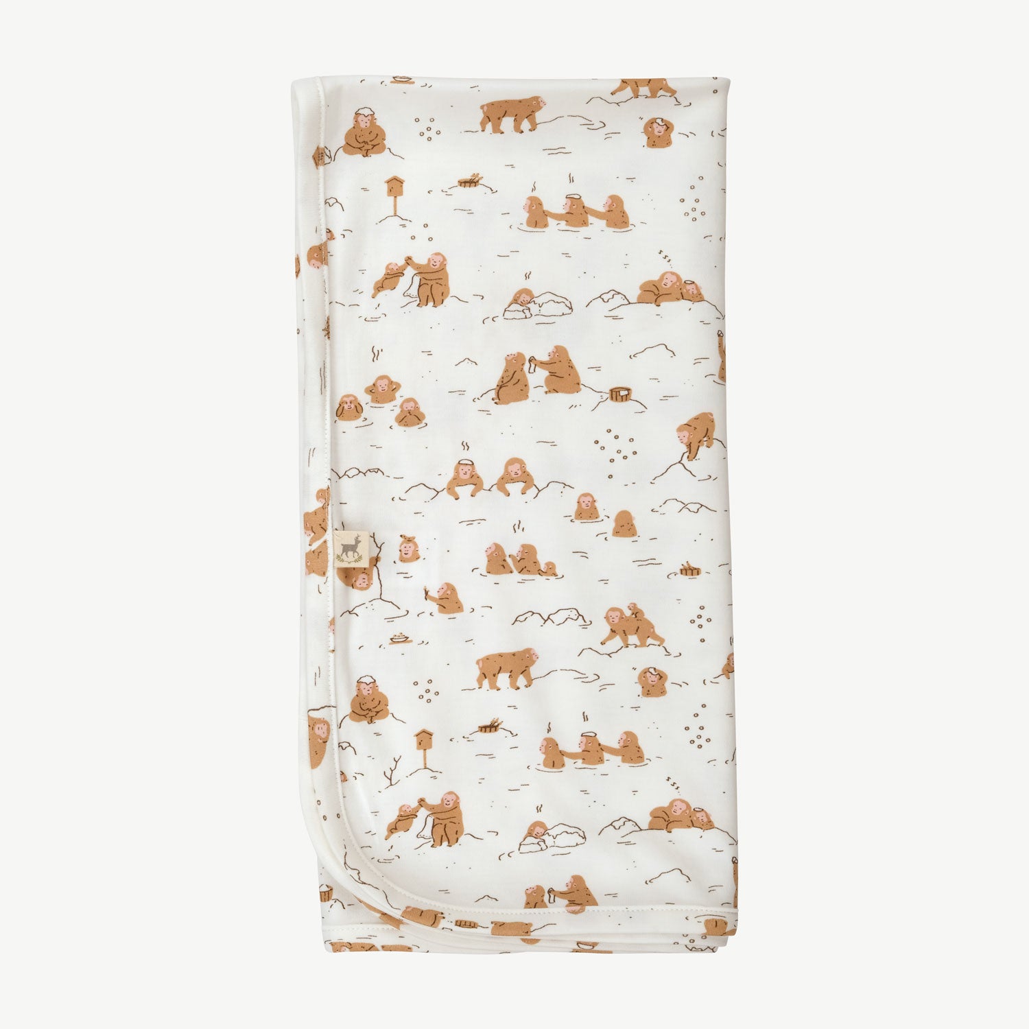 'monkey snow day' ivory blanket