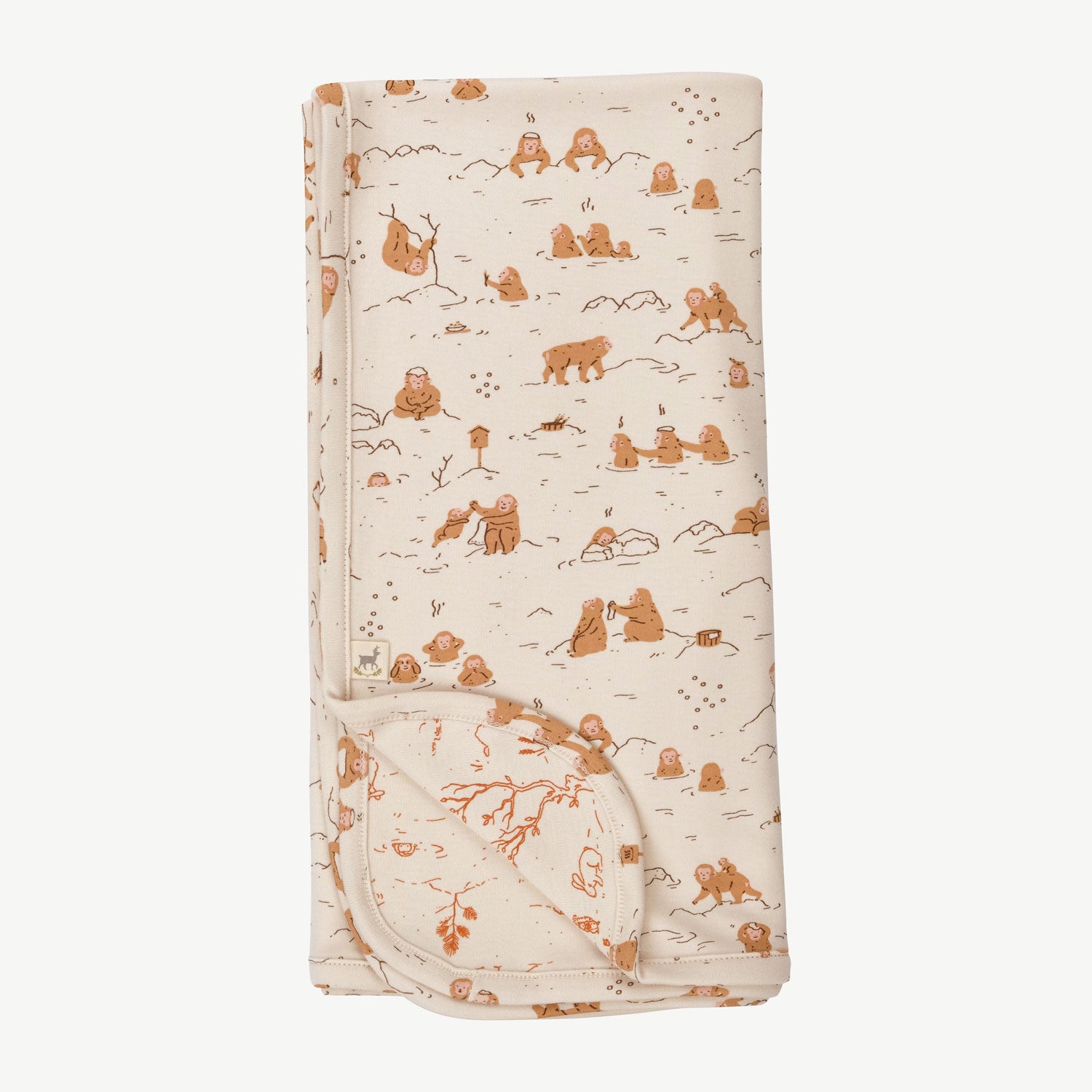 'monkey snow day' sandshell double sided blanket