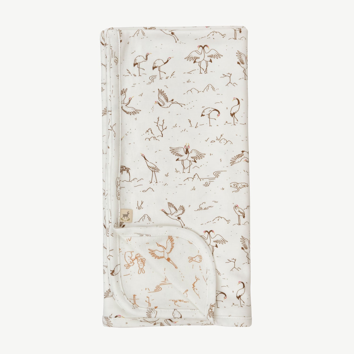 'tsuru ballet (cranes)' ivory double sided blanket