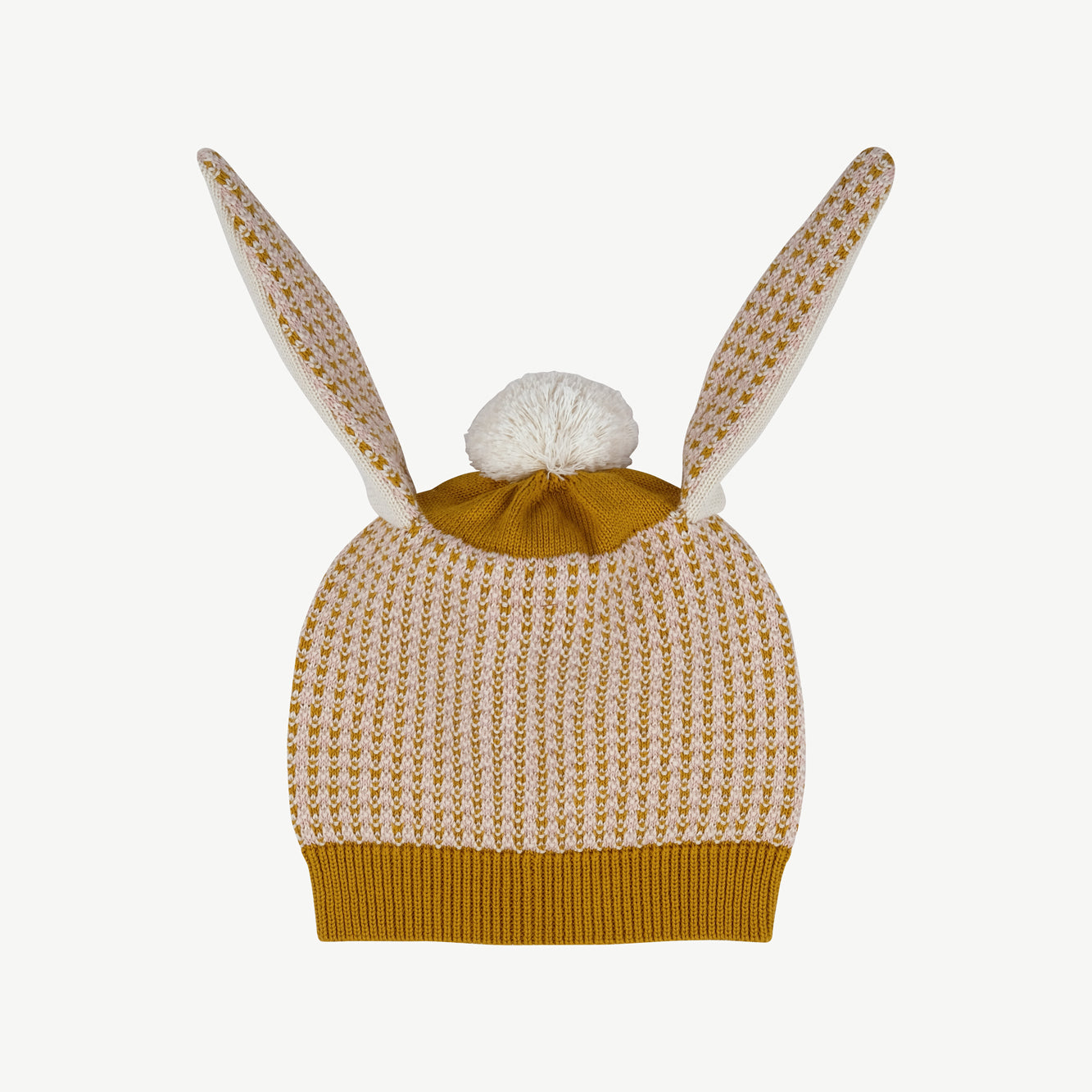 'multi' mustard knit bunny baby beanie