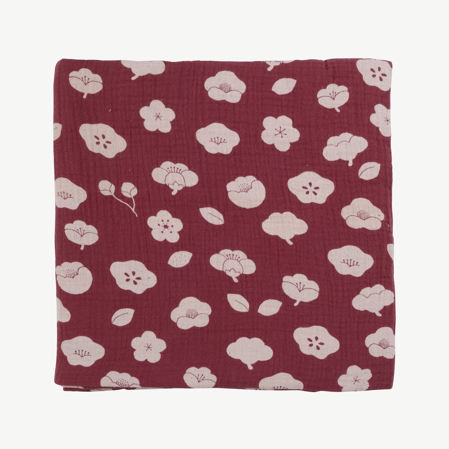 'plums in bloom' dark red swaddle