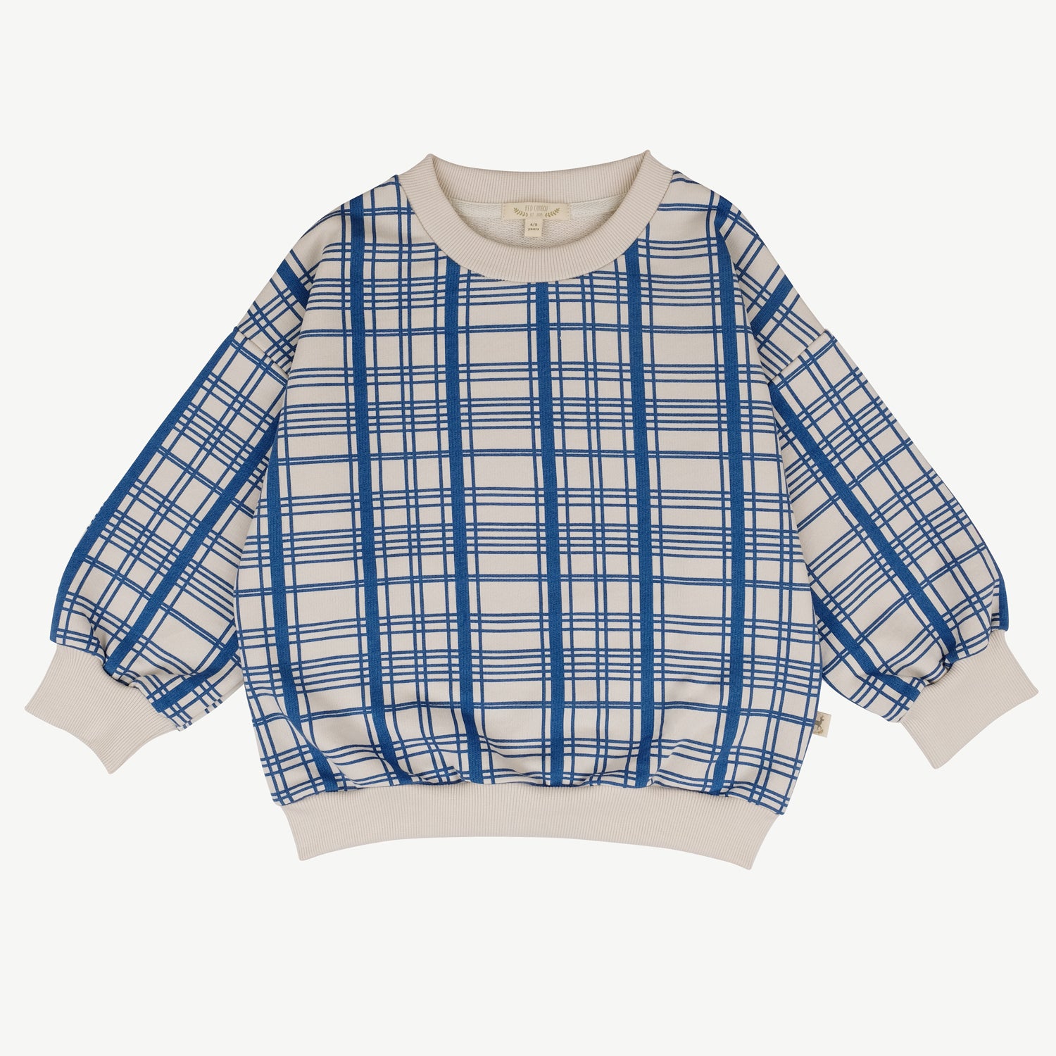 'winter checks dark blue' white sand sweatshirt