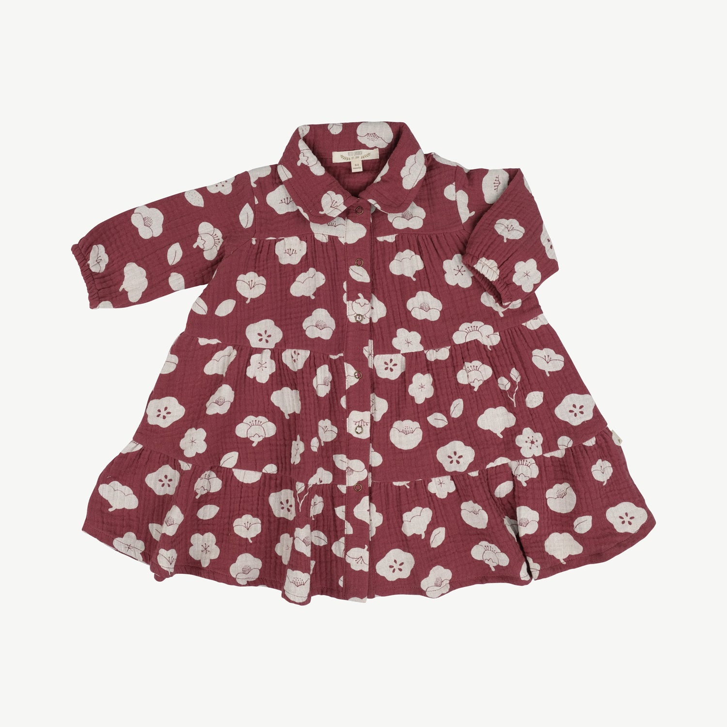 'plums in bloom' dark red muslin dress