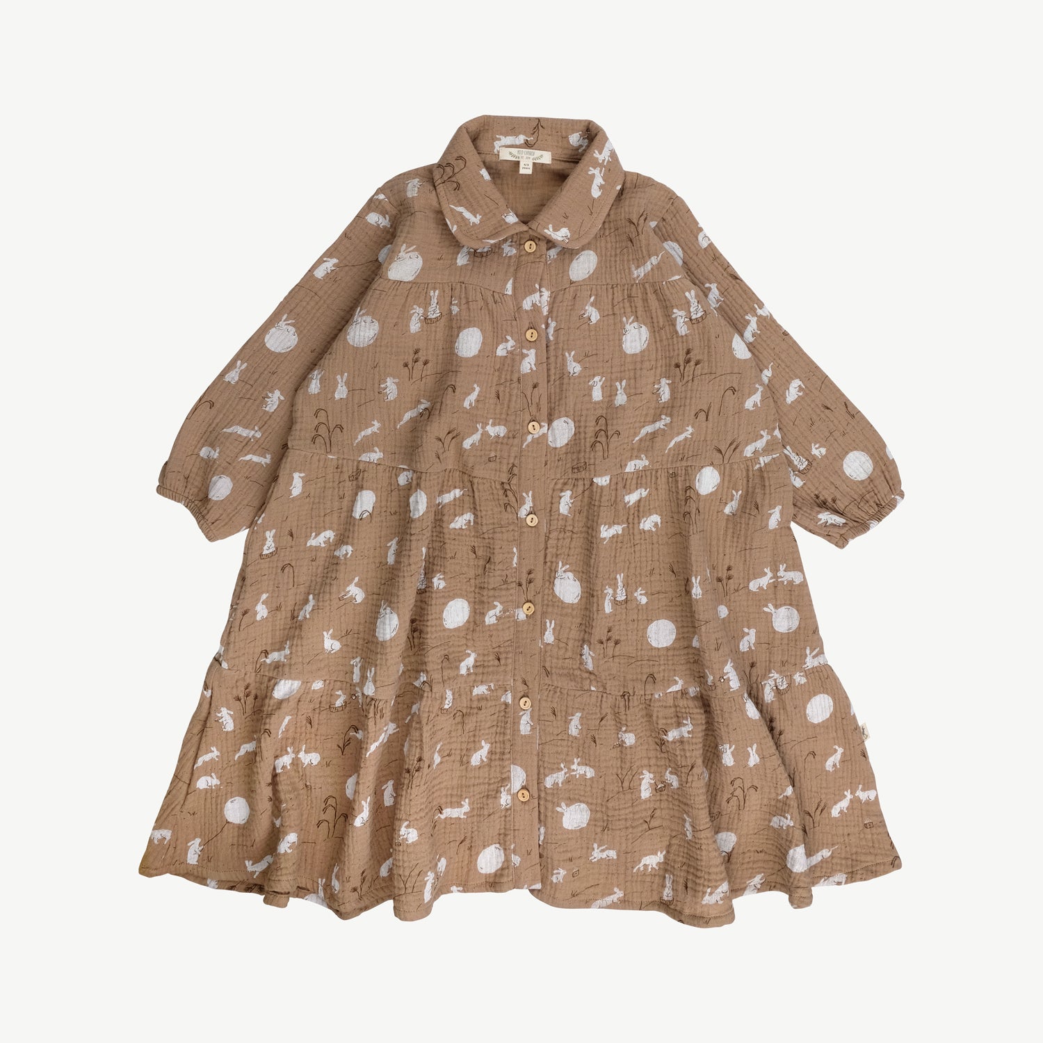 'moonlit usagi (hares)' café cream muslin dress