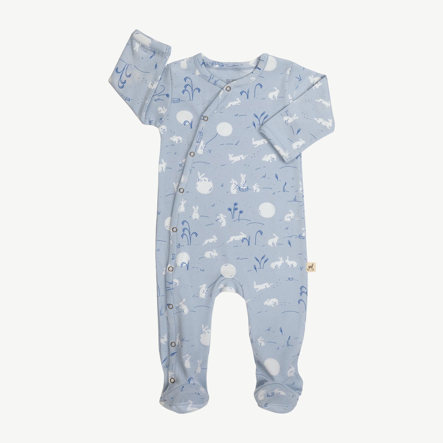 'moonlit usagi (hares)' celestial blue footed jumpsuit