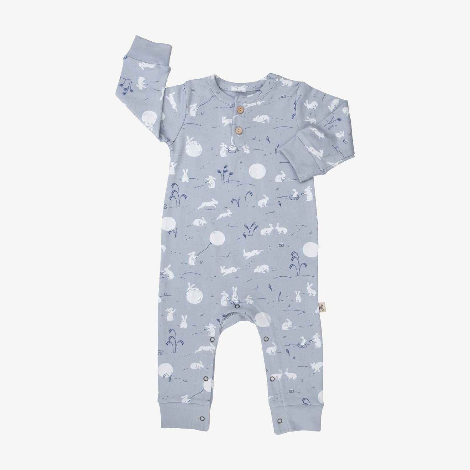 'moonlit usagi (hares)' celestial blue buttons jumpsuit