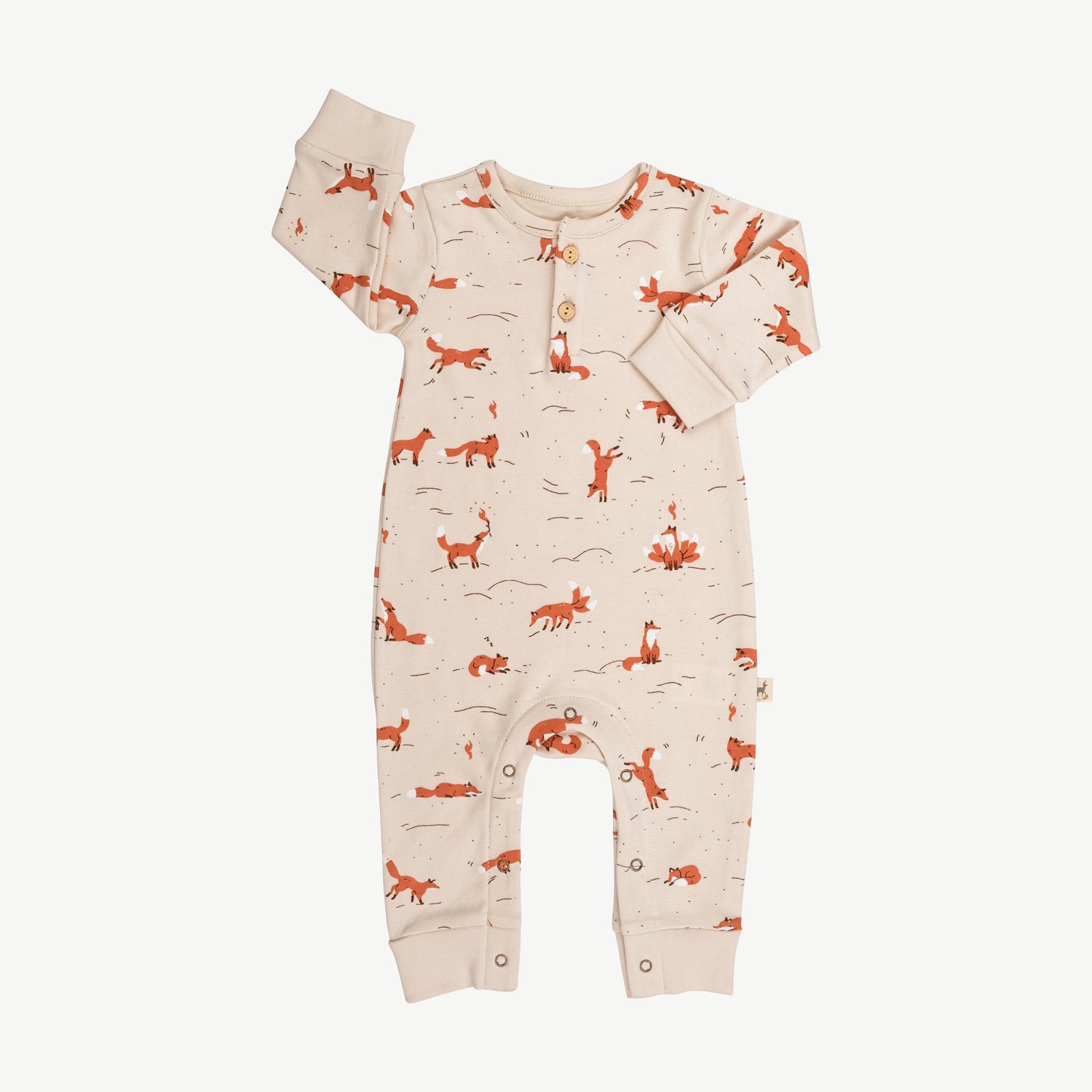 'mountain kitsune (foxes)' sandshell buttons jumpsuit