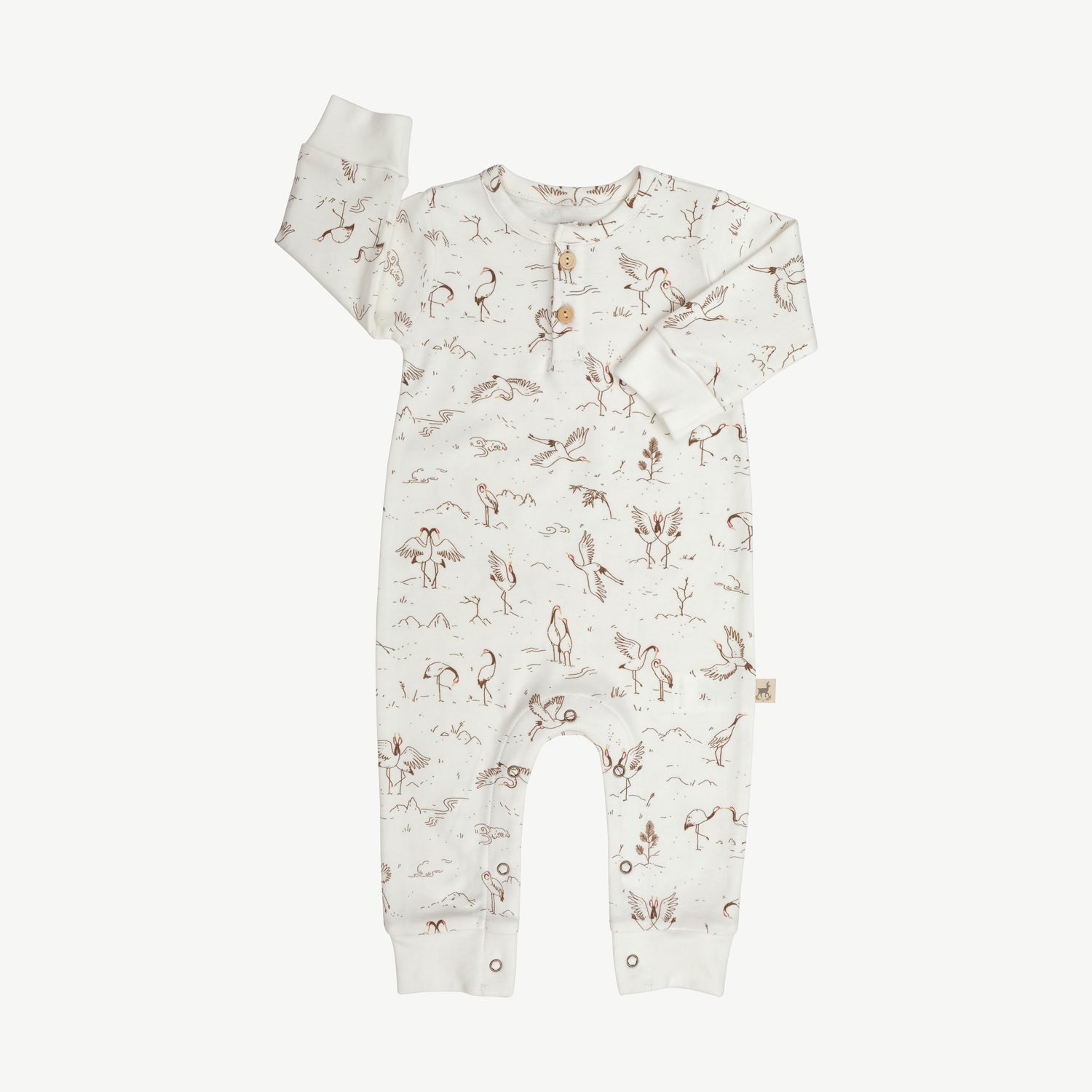 'tsuru ballet (cranes)' ivory buttons jumpsuit