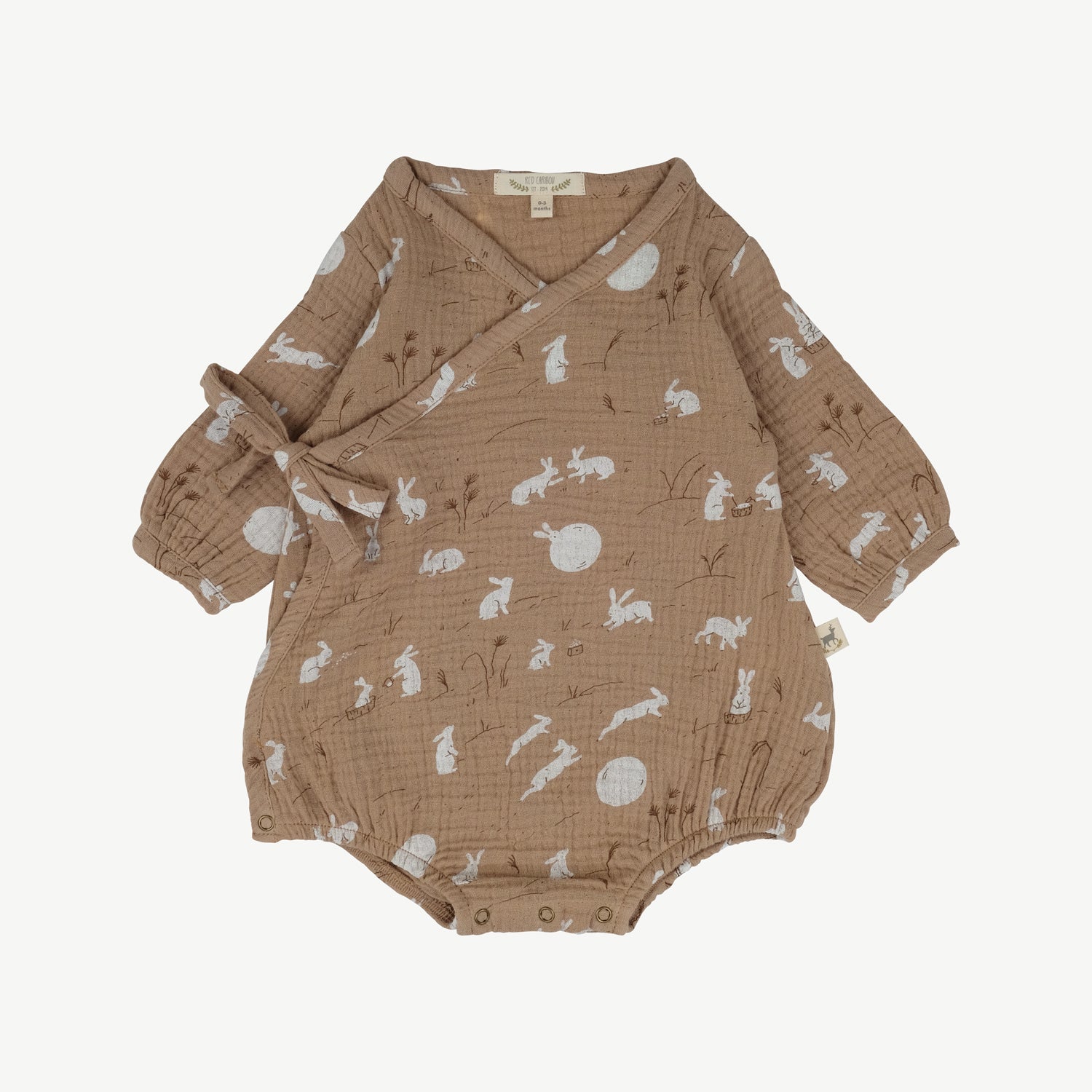 'moonlit usagi (hares)' café cream muslin onesie