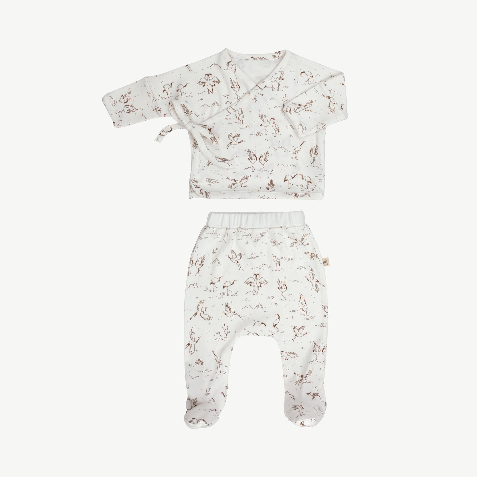 'tsuru ballet (cranes)' ivory kimono top + footed pants set