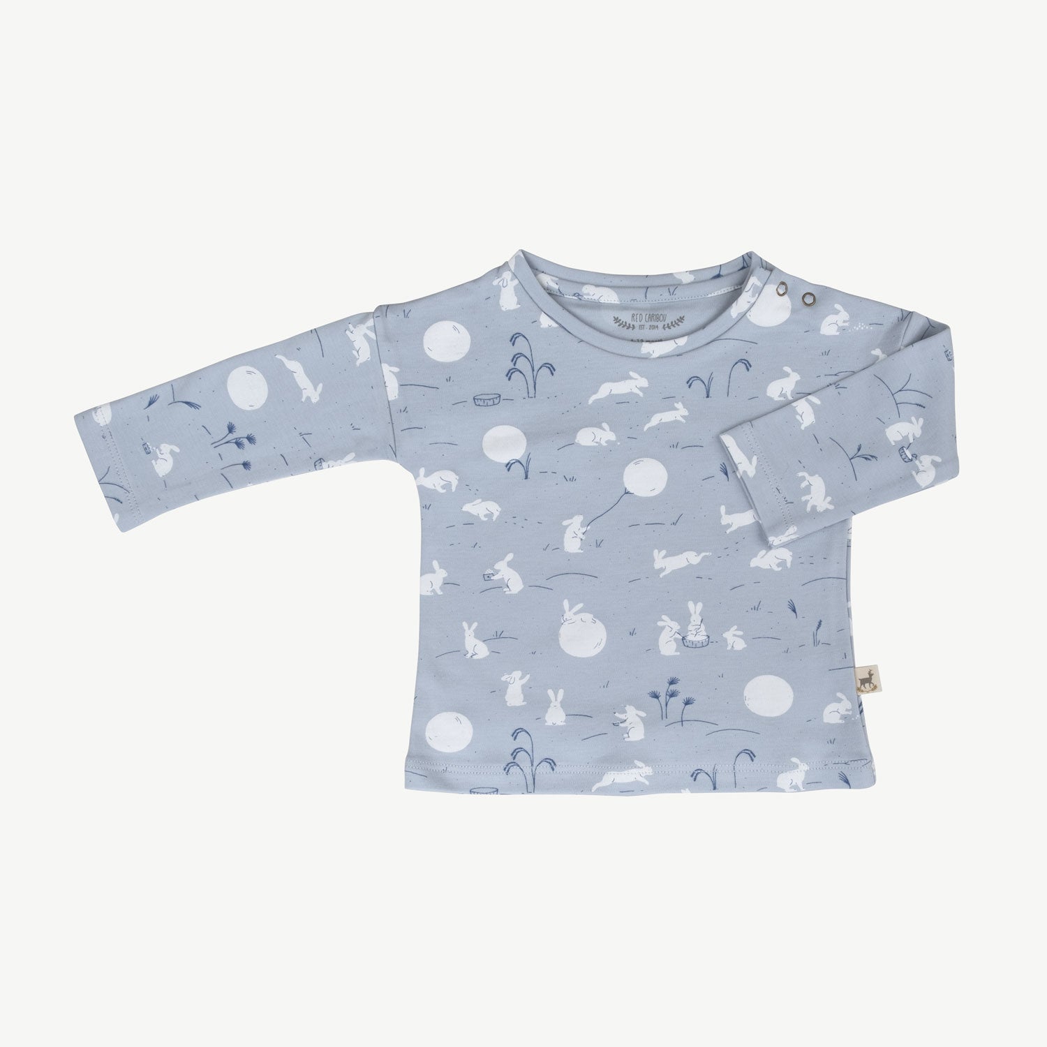 'moonlit usagi (hares)' celestial blue t-shirt