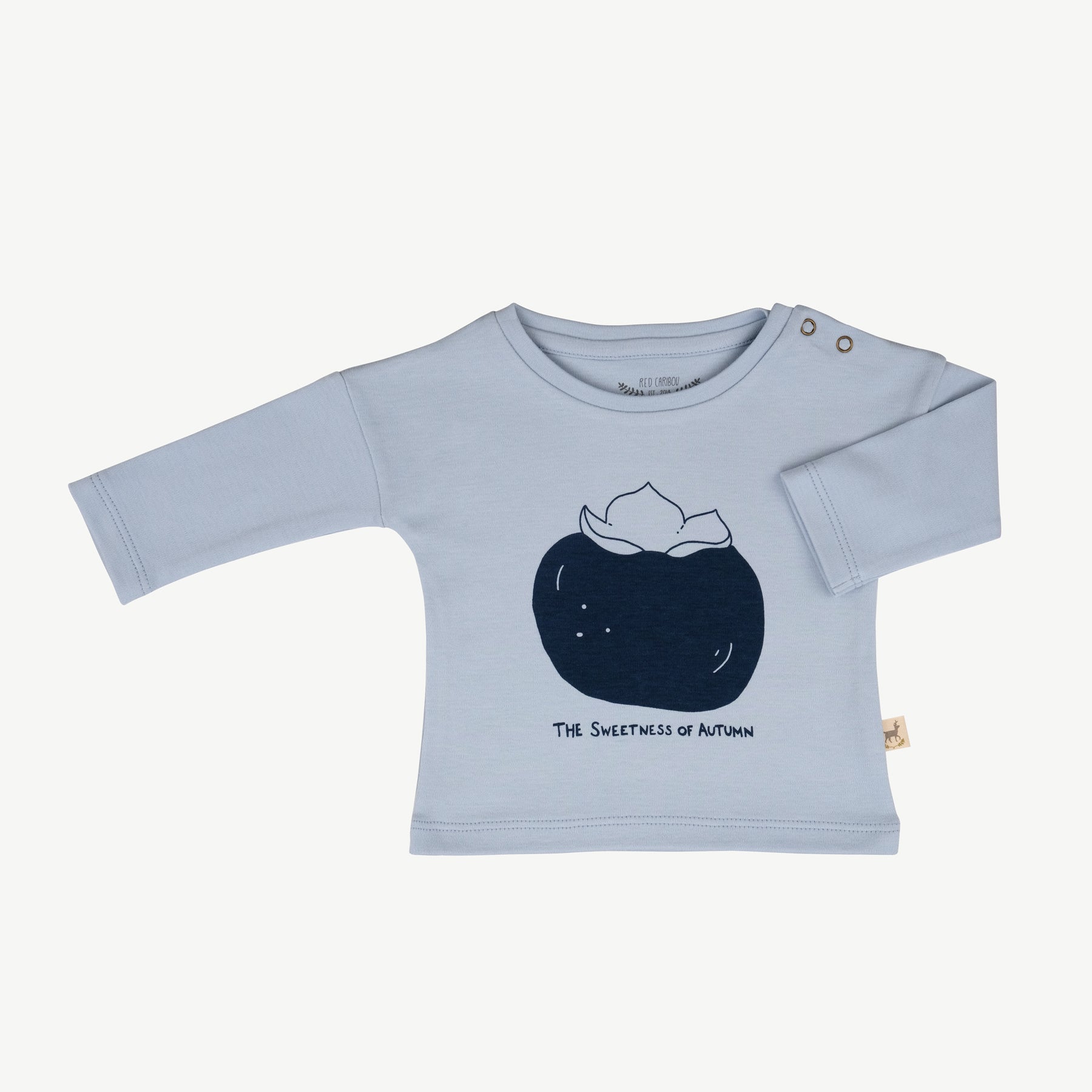 'the sweetness of autumn (plums)' celestial blue t-shirt