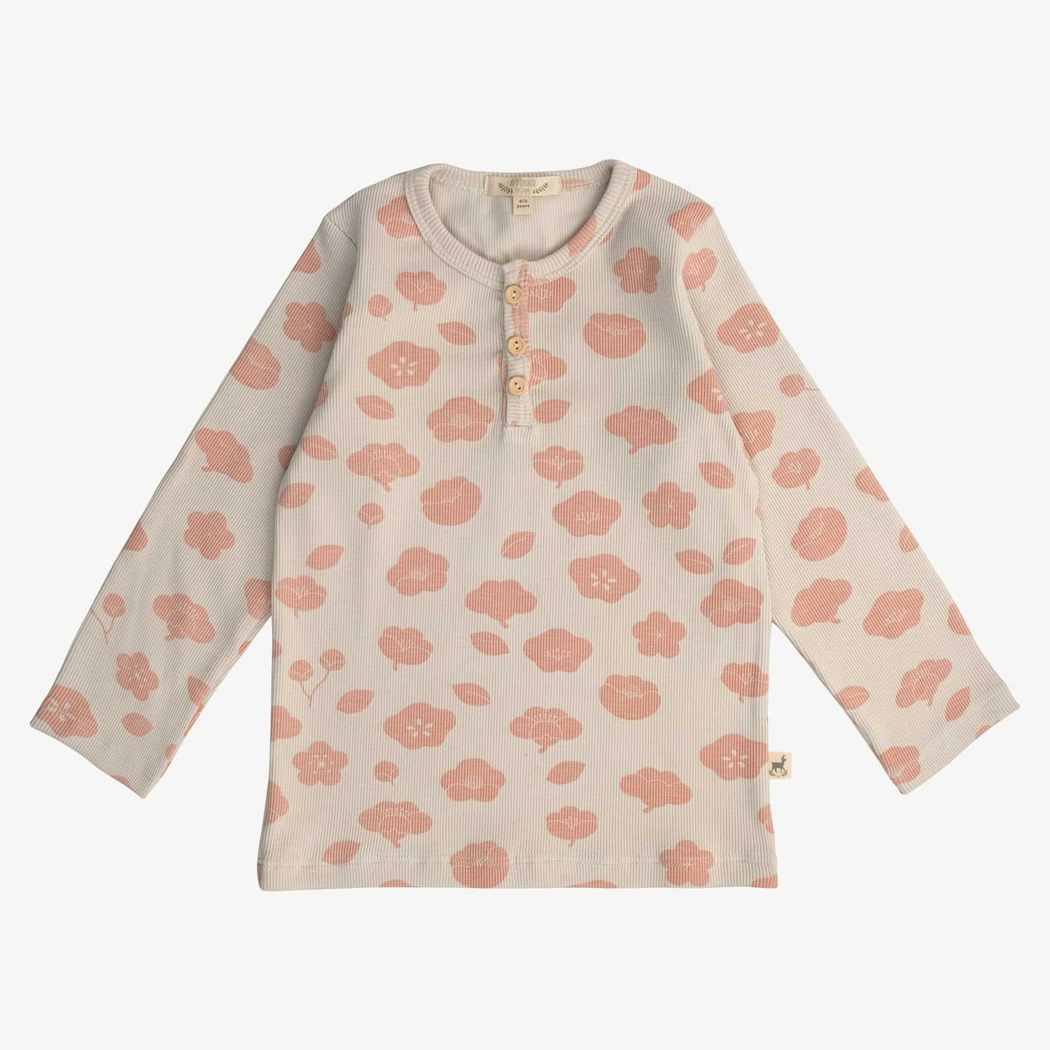 'plums in bloom' white sand rib henley