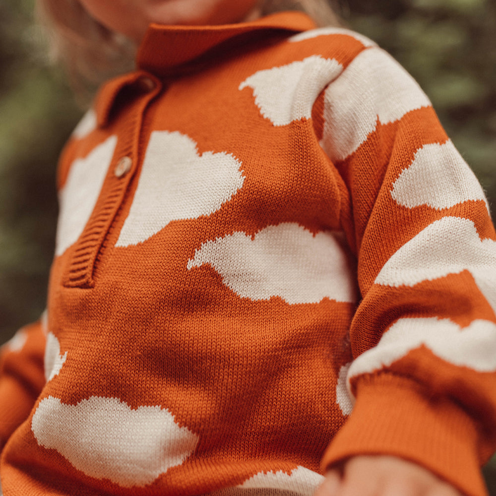 'clouds' rust knit jumpsuit