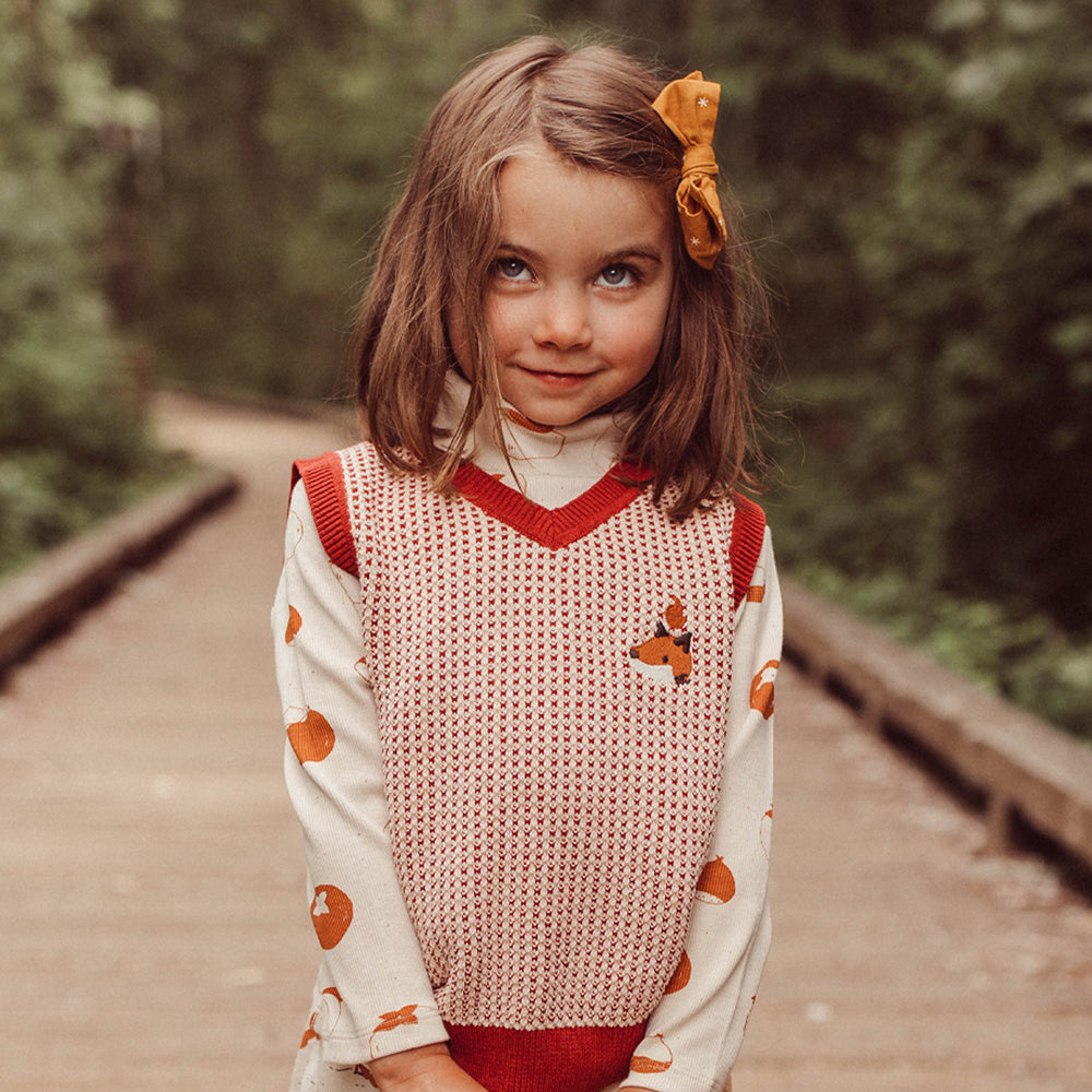 'multi' tibetan red knit vest